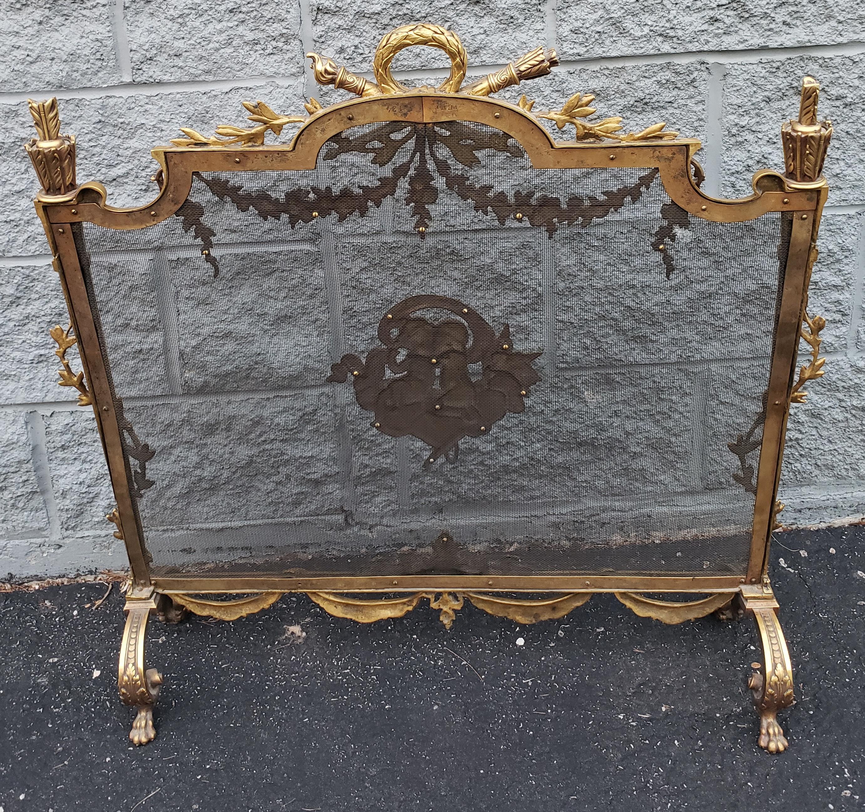 French Louis Philippe Gilt Bronze Ornate and Cherubs Fireplace Screen, C 1800s For Sale 7