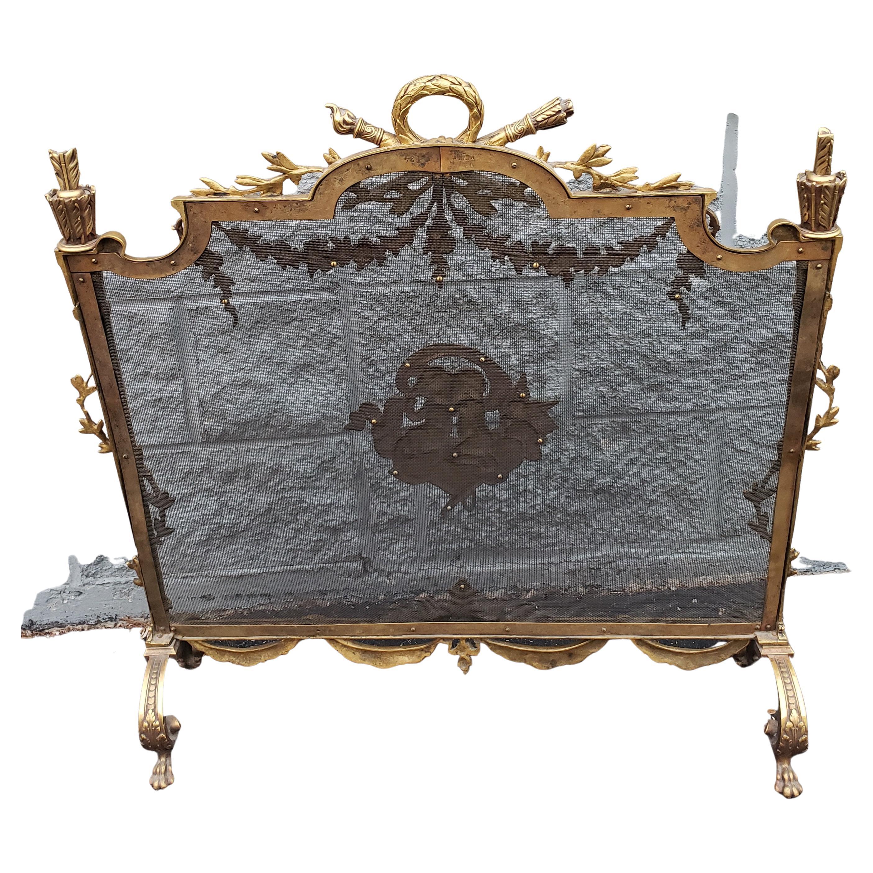 French Louis Philippe Gilt Bronze Ornate and Cherubs Fireplace Screen, C 1800s For Sale 15