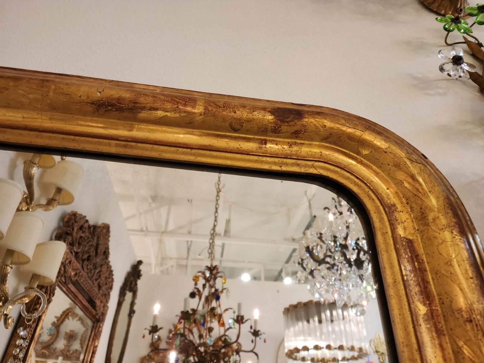 19th Century French Louis Philippe Giltwood Mirror  For Sale