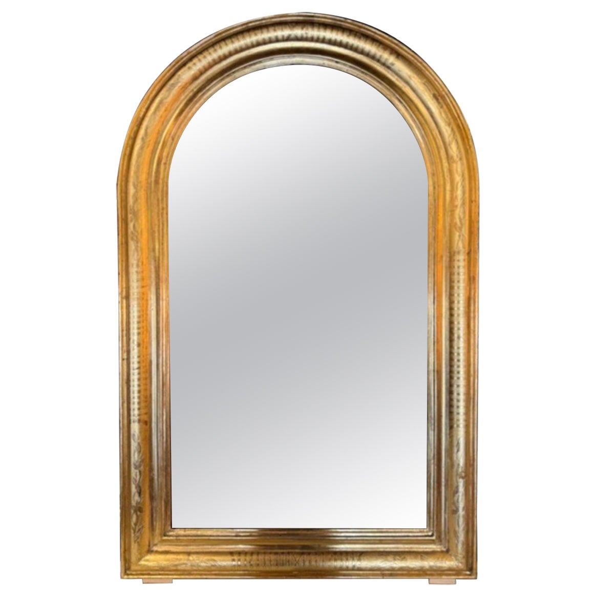 French Louis Philippe Gold Leaf Arched Mirror For Sale