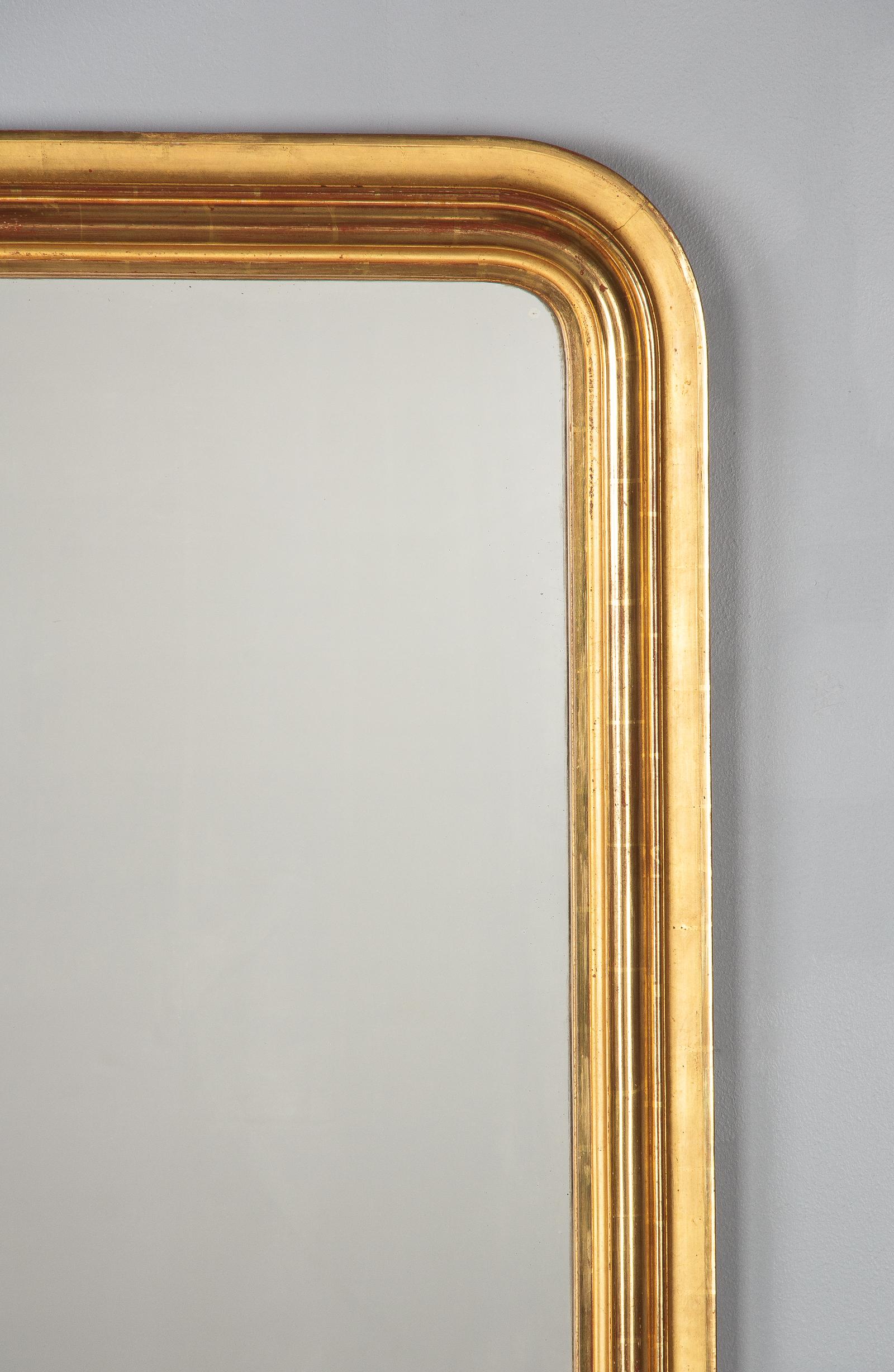French Louis Philippe Gold Leaf Mirror, Mid-1800s In Good Condition In Austin, TX