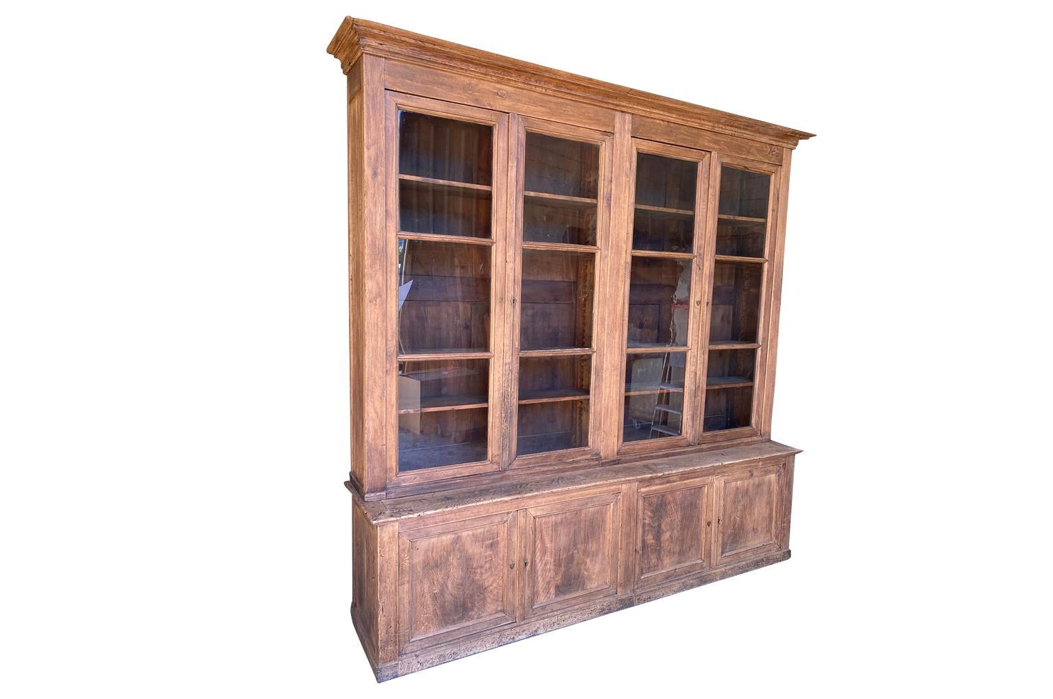 Oak French Louis Philippe Grand Scale Deux Corps Bibliotheque For Sale