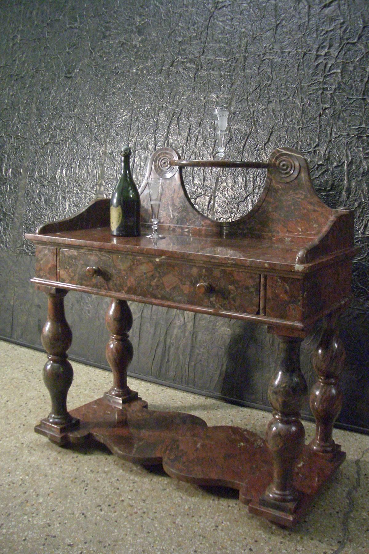 XIXe siècle Console/table de bar ou table de coiffeuse française Louis Philippe Griotte en marbre rouge en vente