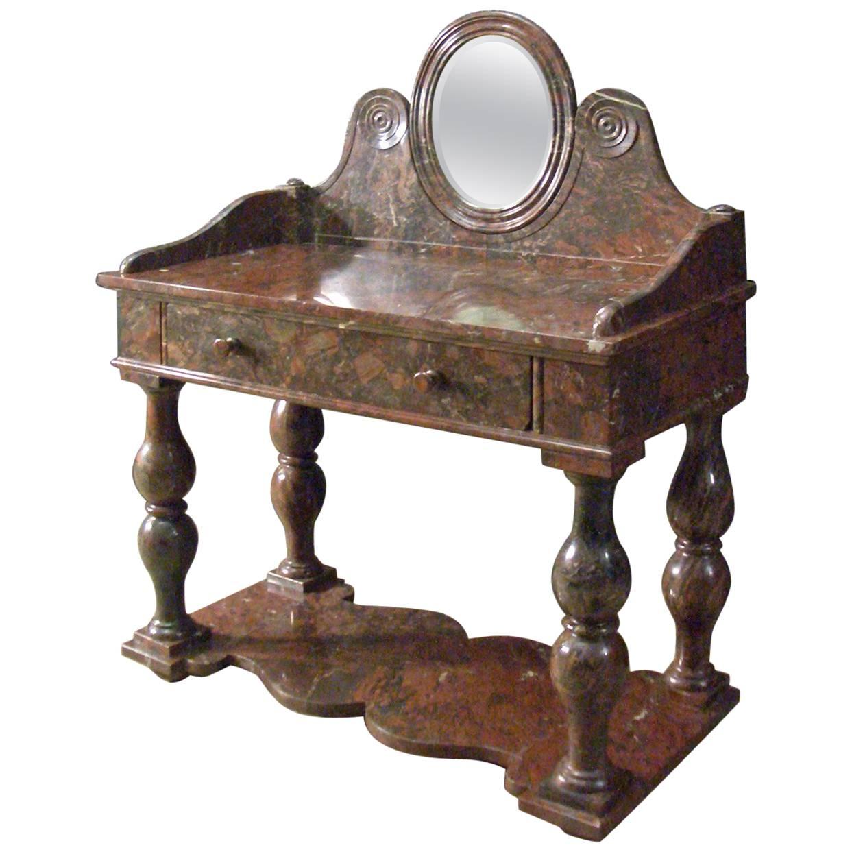 French Louis Philippe Griotte Rouge Marble Console/Bar Table or Dressing Table For Sale