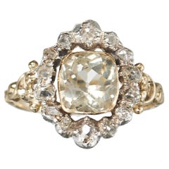 Antique French Louis Philippe I Citrine, Diamond, Silver And Gold Cluster Ring