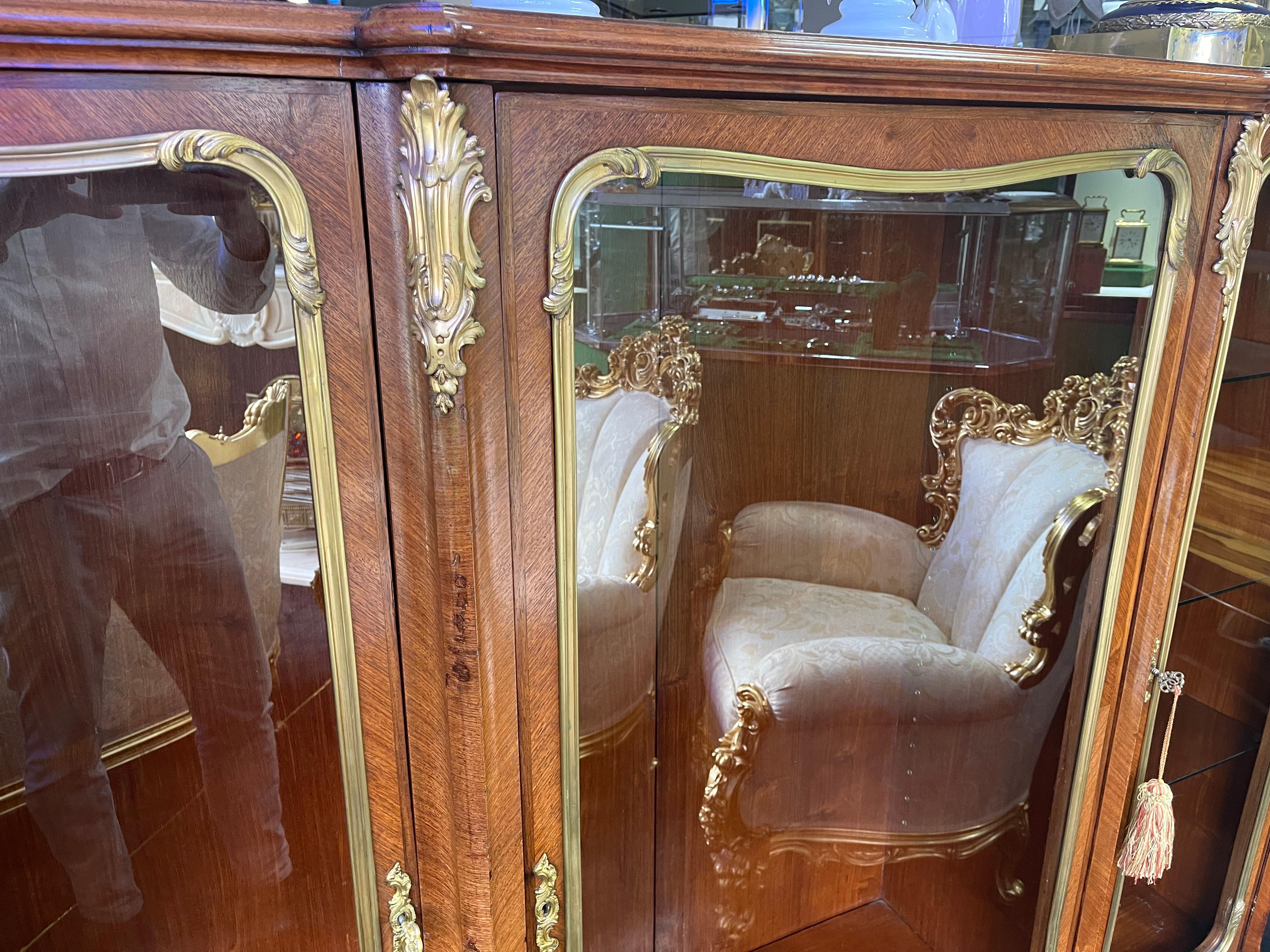 Französischer Louis Philippe Vitrinenschrank aus glasiertem Königsholz, um 1830 (19. Jahrhundert) im Angebot