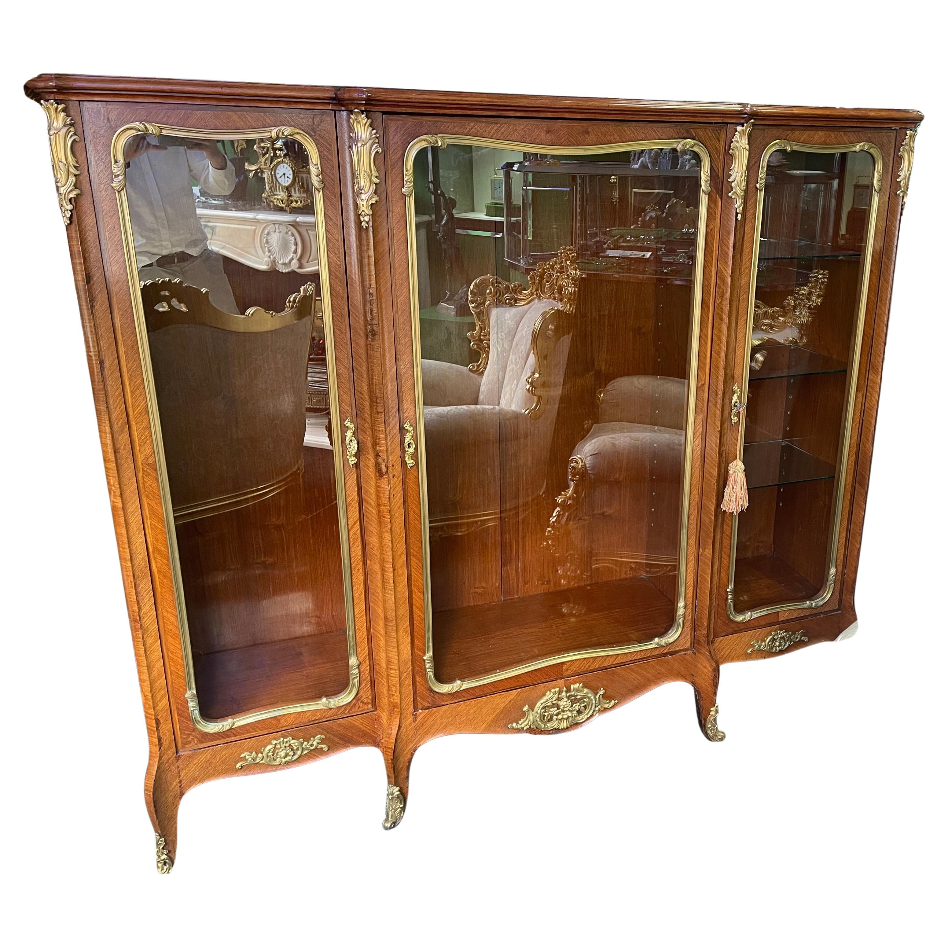 Französischer Louis Philippe Vitrinenschrank aus glasiertem Königsholz, um 1830 im Angebot