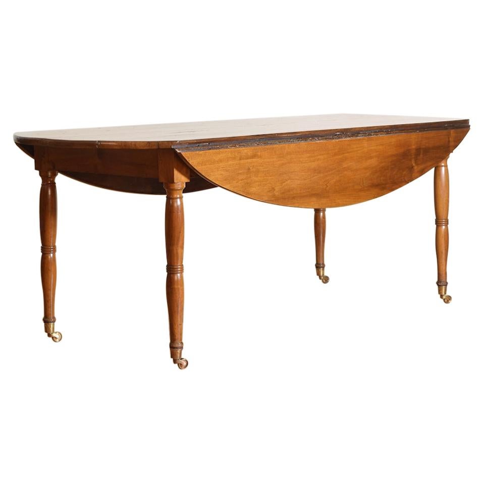 French Louis Philippe Light Walnut Folding Dining Table, circa 1830-1840