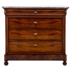 French Louis Philippe Mahogany Commode With Marble Top
