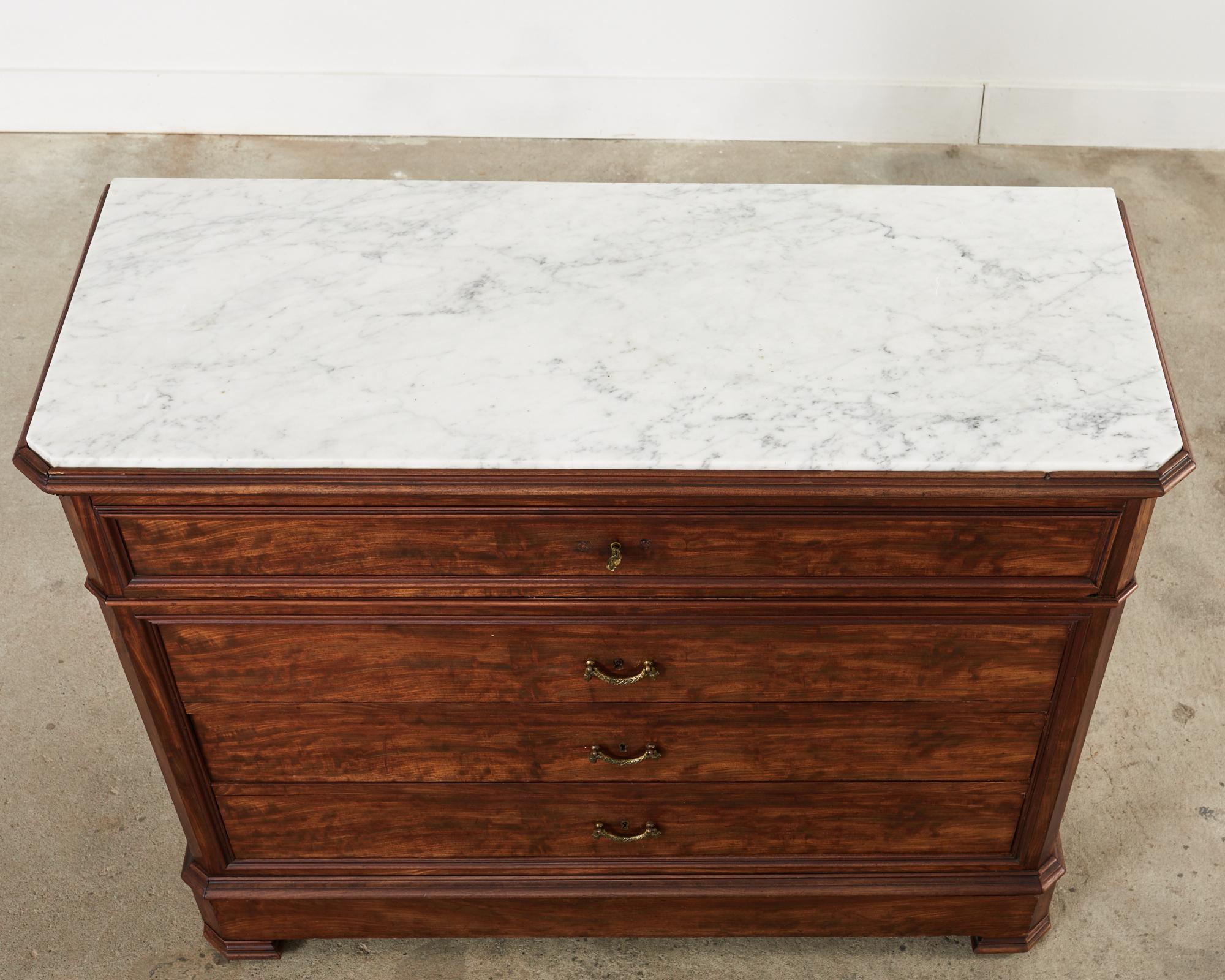 French Louis Philippe Marble Top Commode with Secretary In Good Condition For Sale In Rio Vista, CA
