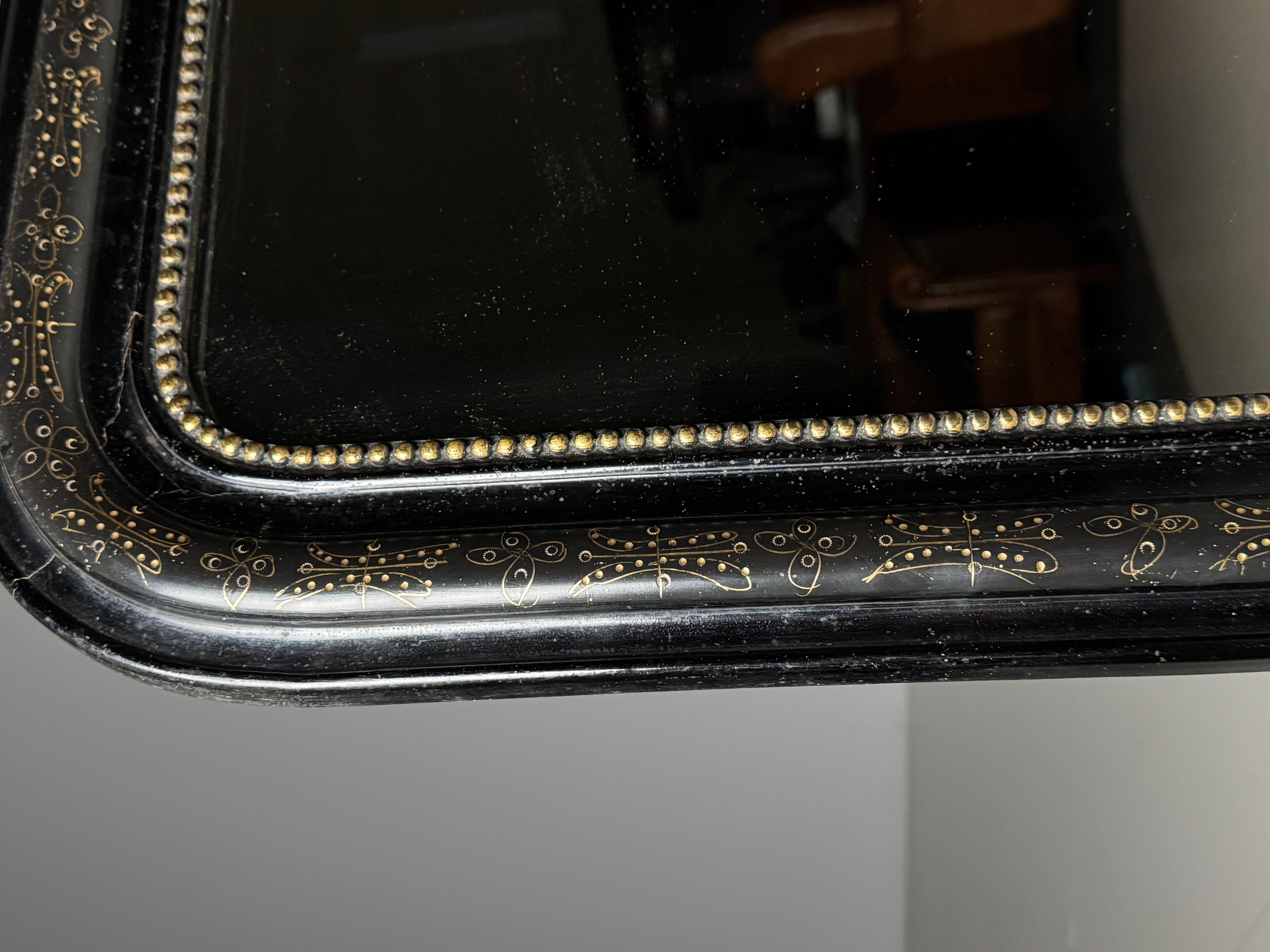 Specchio francese Louis Philippe, nero in vendita 6