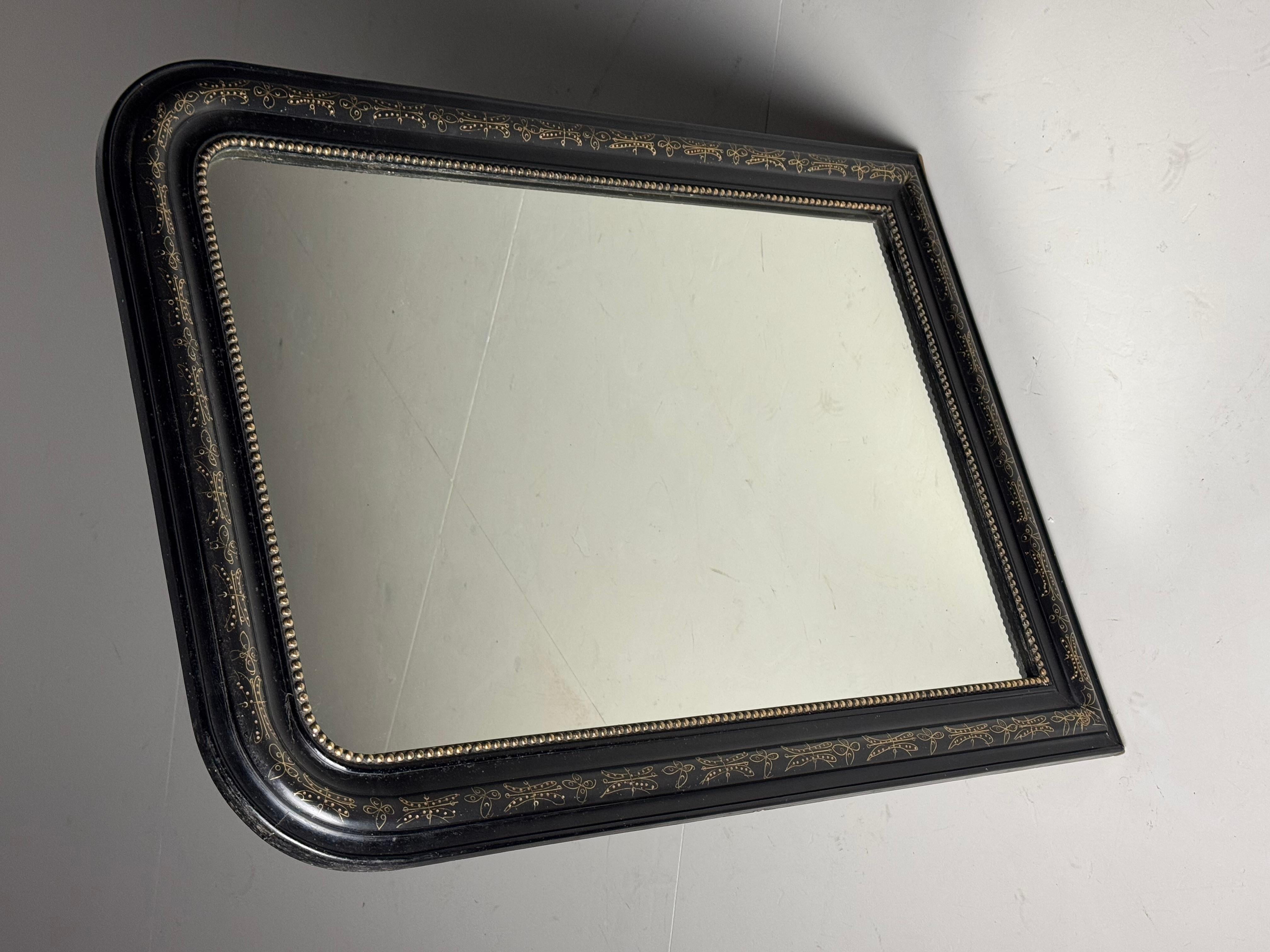 Specchio francese Louis Philippe, nero in vendita 7