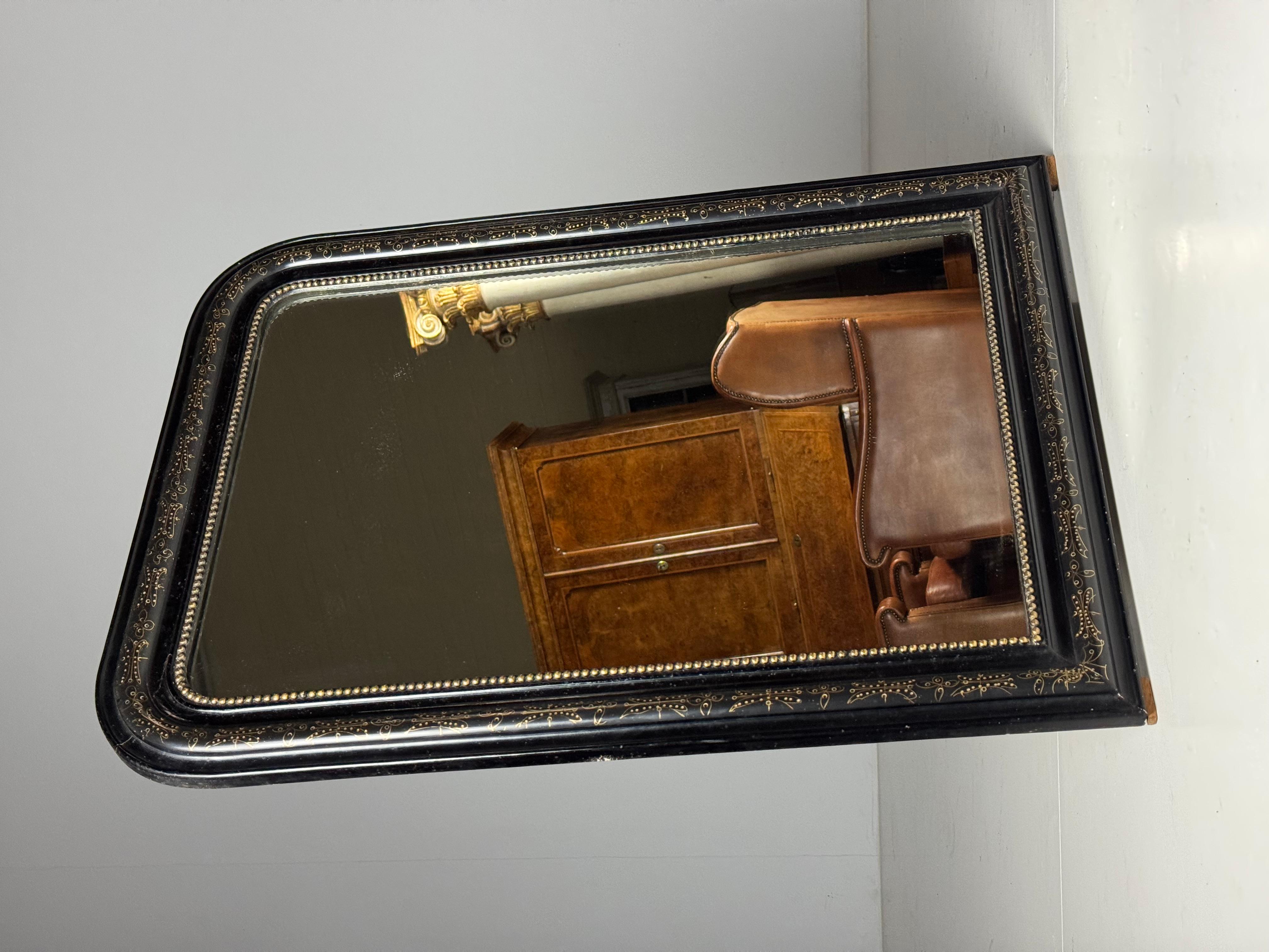 Specchio francese Louis Philippe, nero in vendita 8