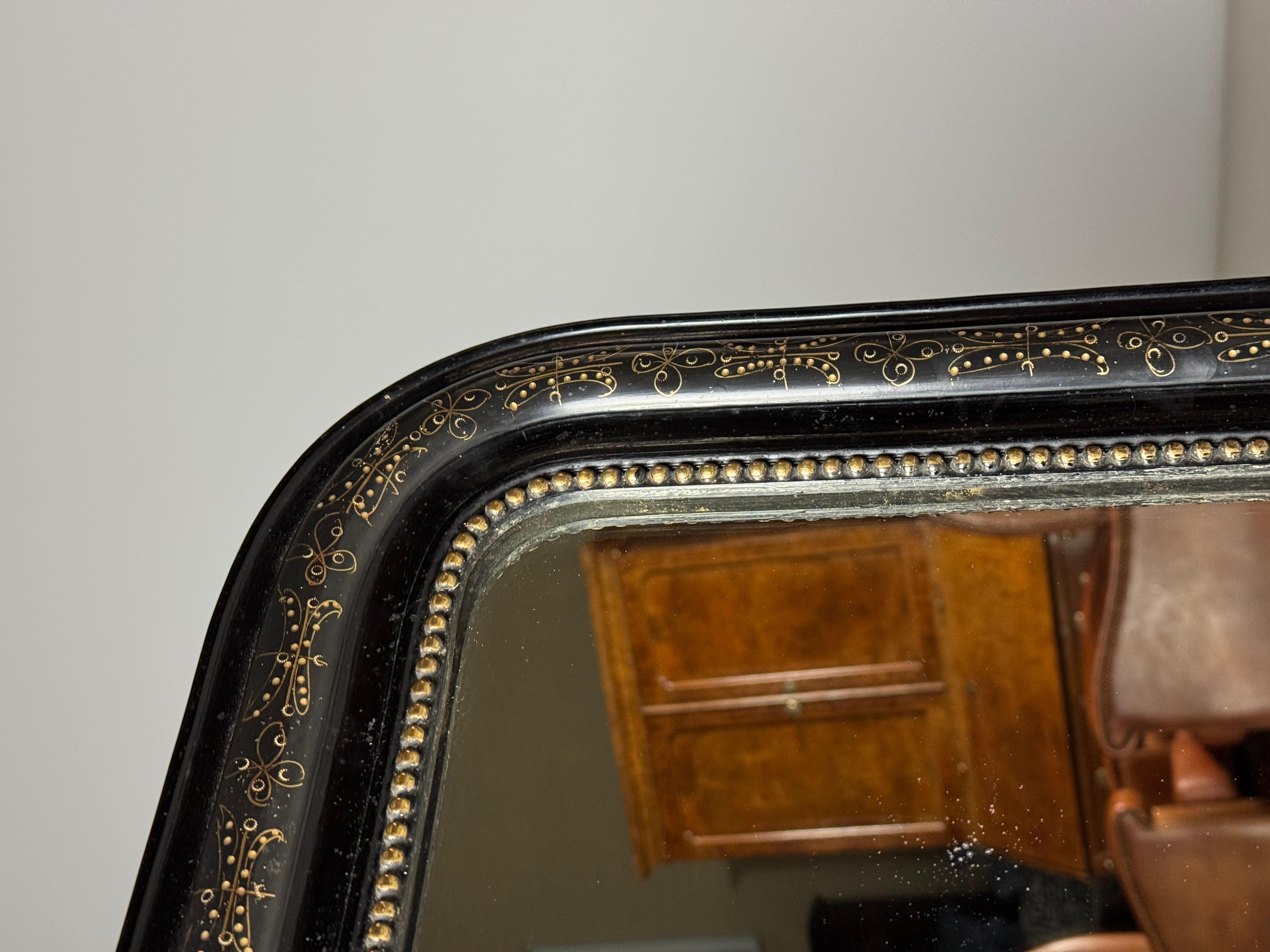 Specchio francese Louis Philippe, nero in vendita 11