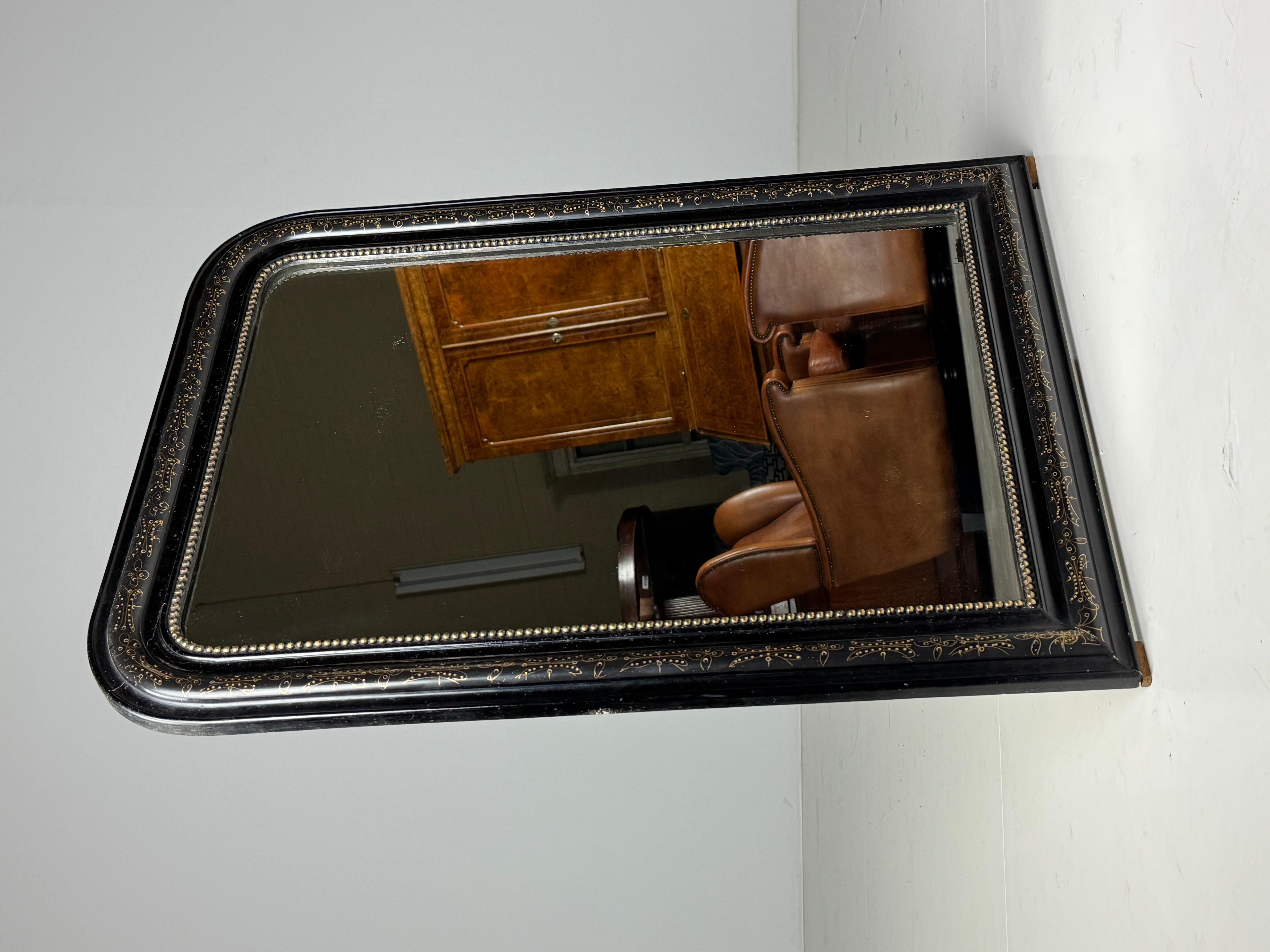 Specchio francese Louis Philippe, nero In condizioni buone in vendita a MILL, NL