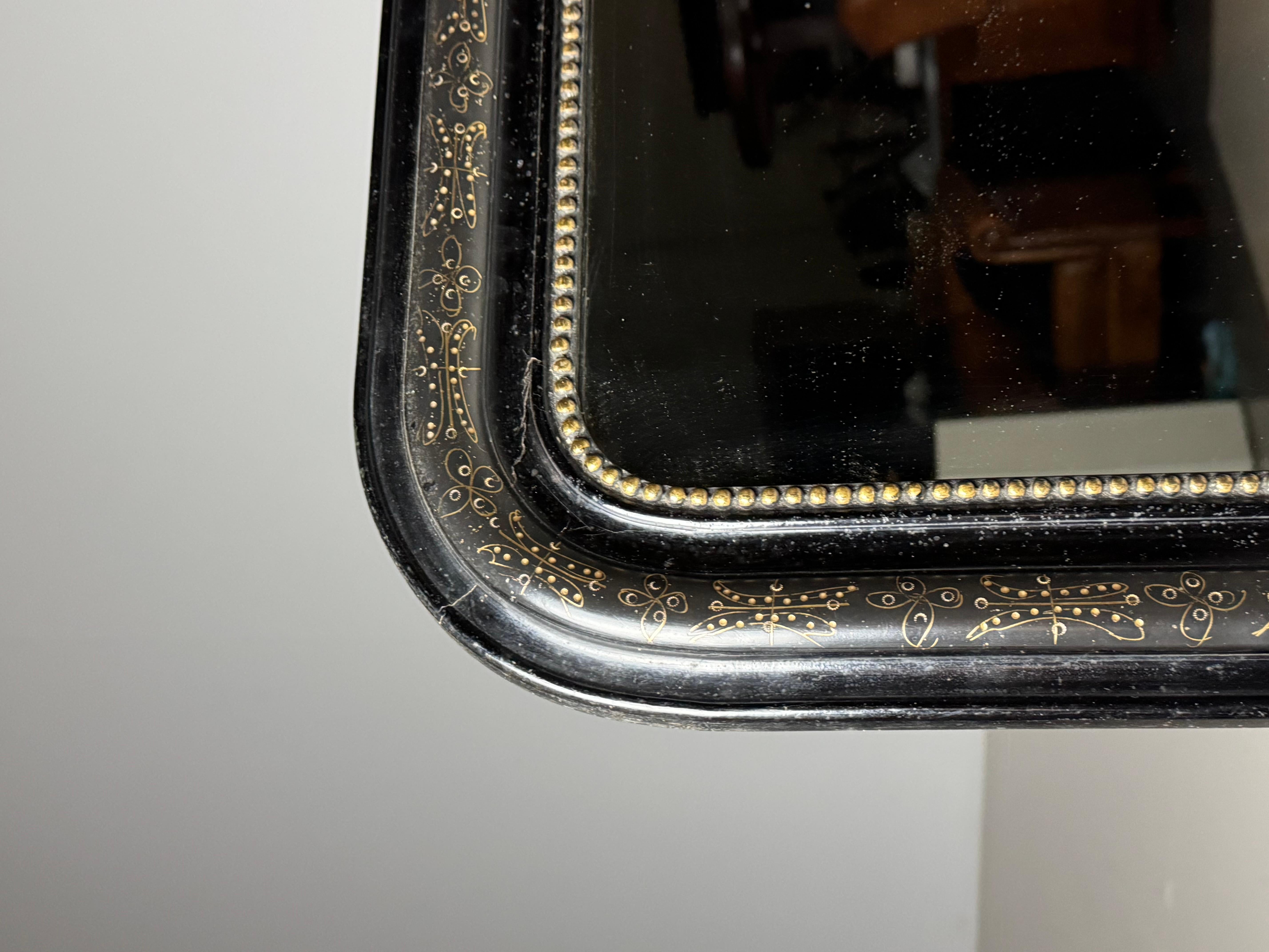 Specchio francese Louis Philippe, nero in vendita 1