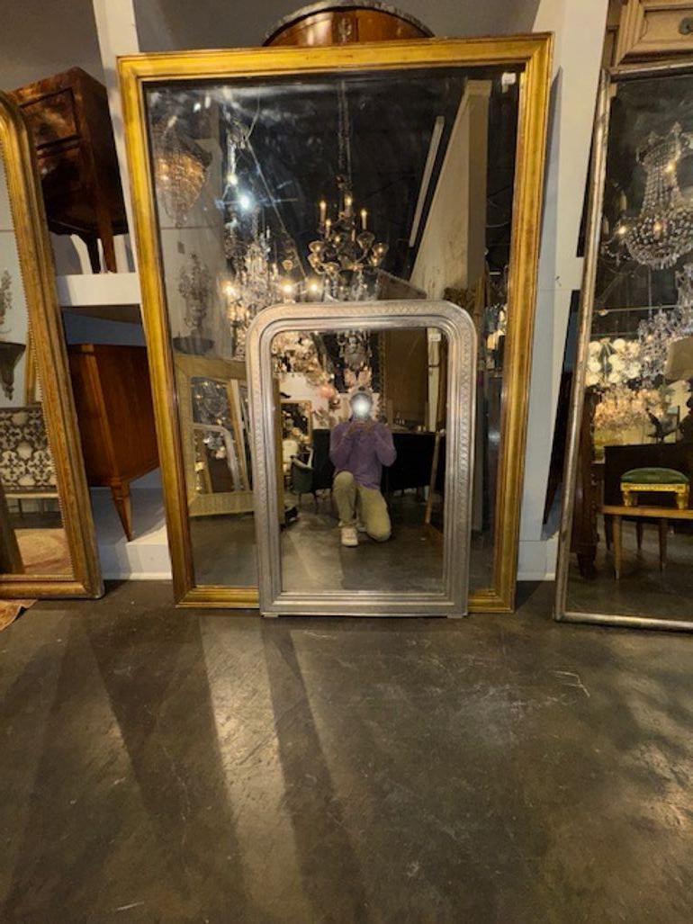 Specchio Louis Philippe in foglia d'argento In condizioni buone in vendita a Dallas, TX