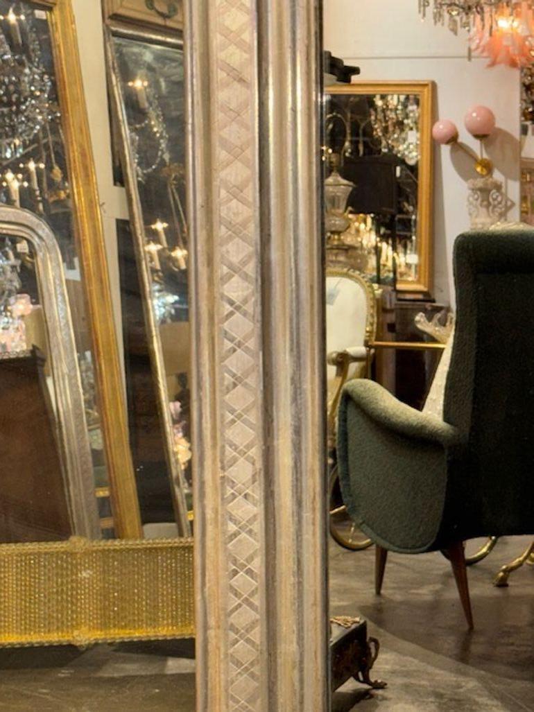 XIX secolo Specchio Louis Philippe in foglia d'argento in vendita