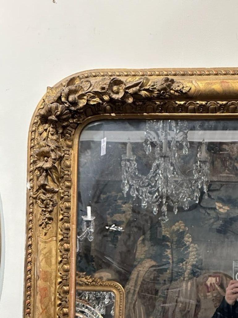 19th Century French Louis Philippe Mirror with Flowers For Sale