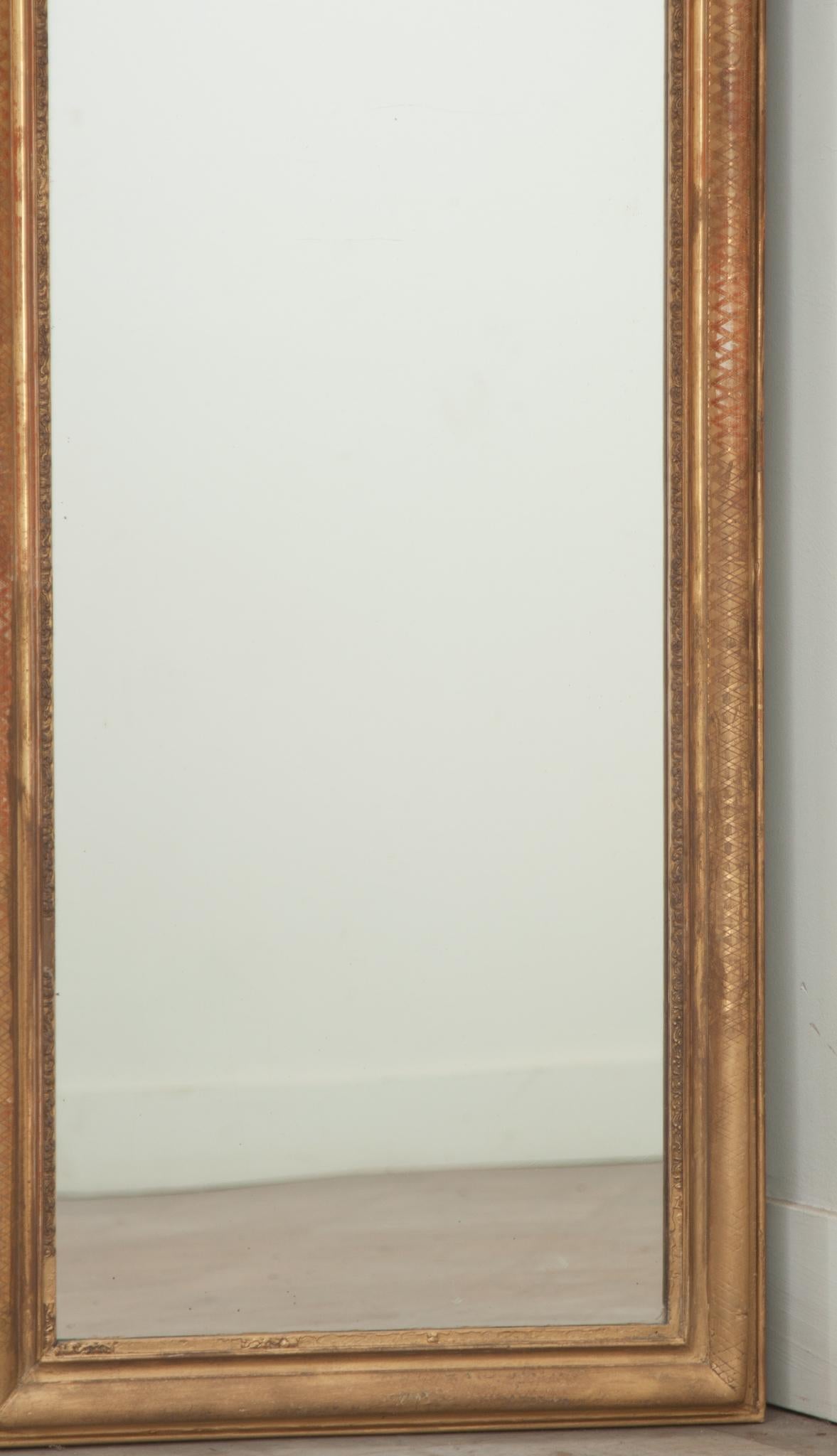 19th Century French Louis Philippe Narrow Dressing Mirror For Sale