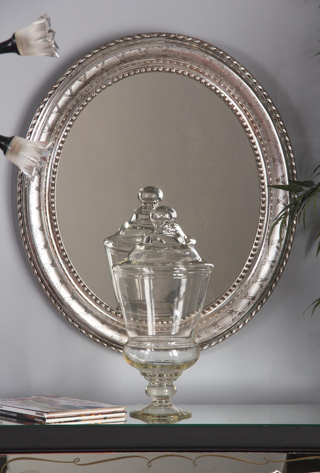 French Louis Philippe Oval Silver Leaf Mirror, 1850s 6