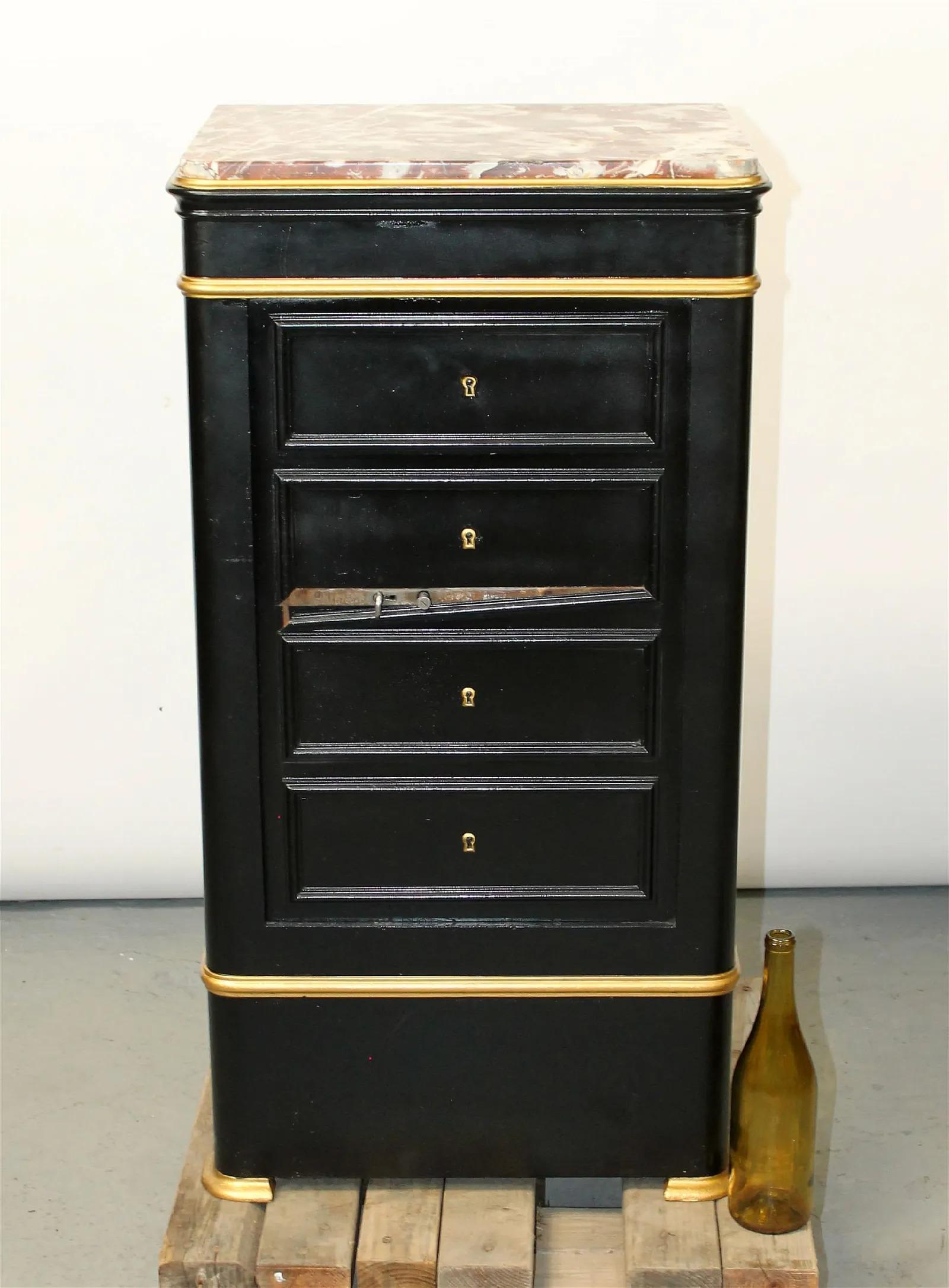 Biedermeier French Louis Philippe Painted Safe With Marble Top For Sale
