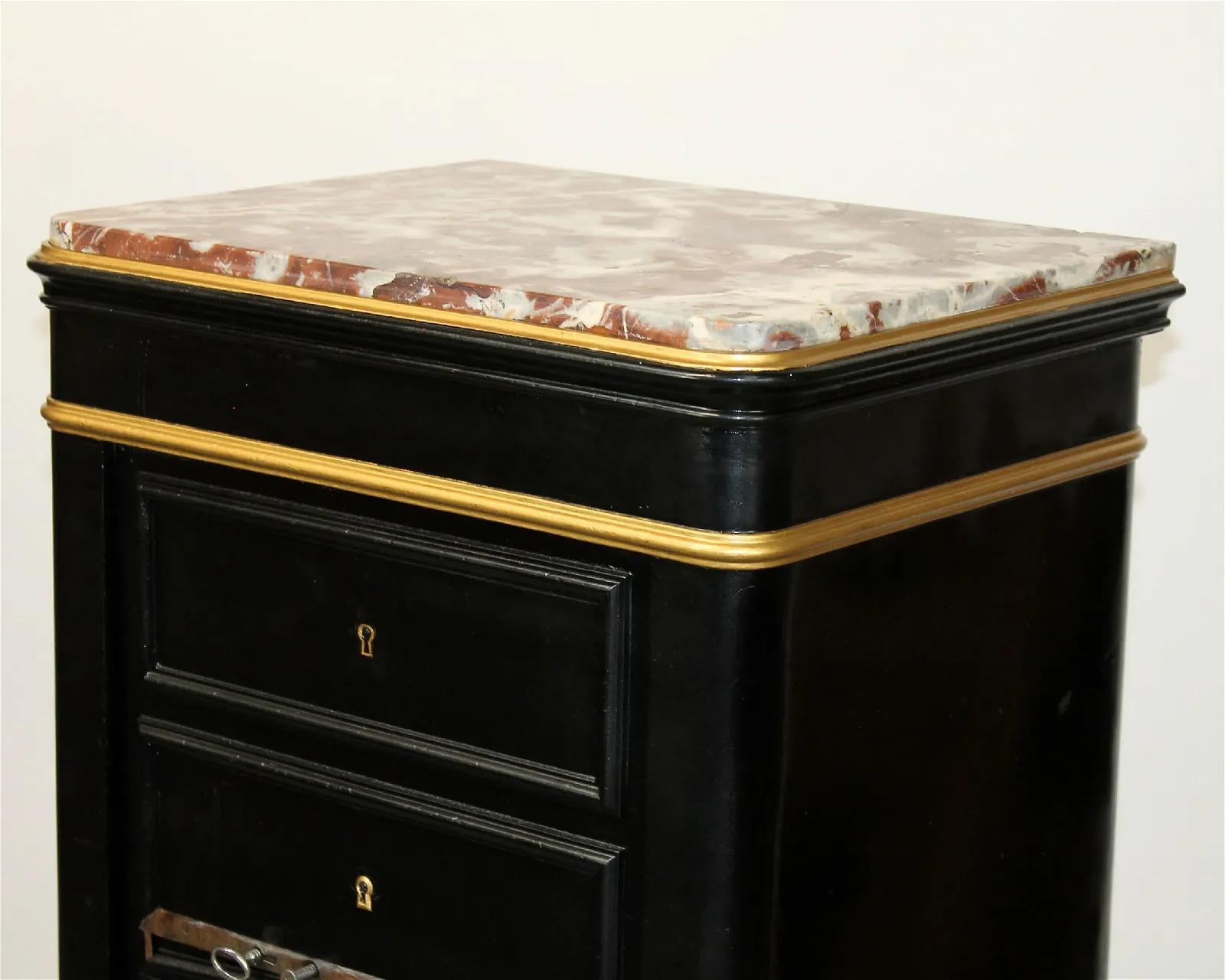 19th Century French Louis Philippe Painted Safe With Marble Top For Sale