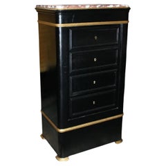 Vintage French Louis Philippe Painted Safe With Marble Top
