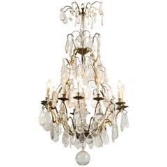 French Louis-Philippe Period 10-Light Crystal Chandelier with Gilt Armature