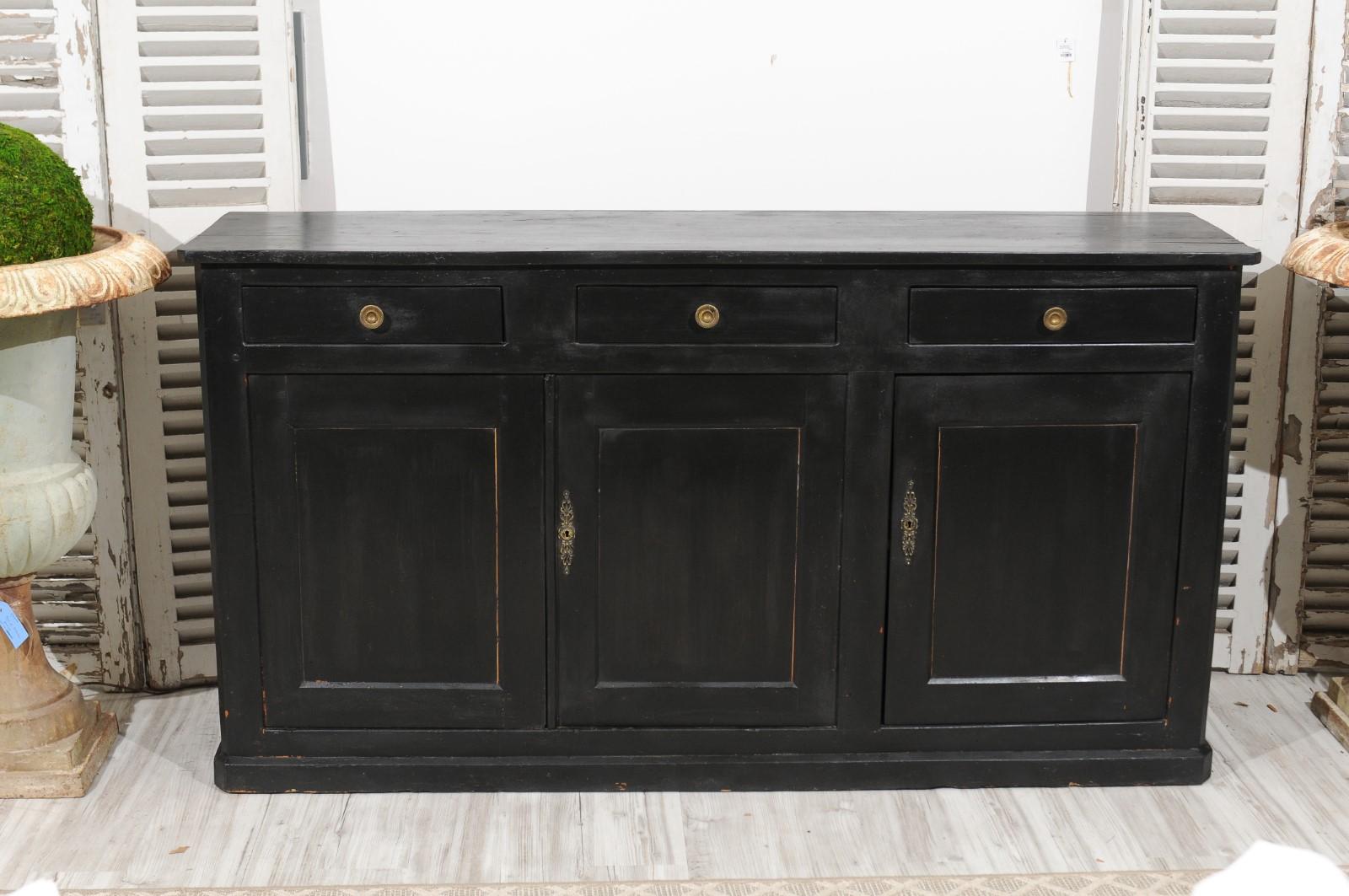 French Louis-Philippe Period 1840s Walnut Enfilade with Original Black Paint 5