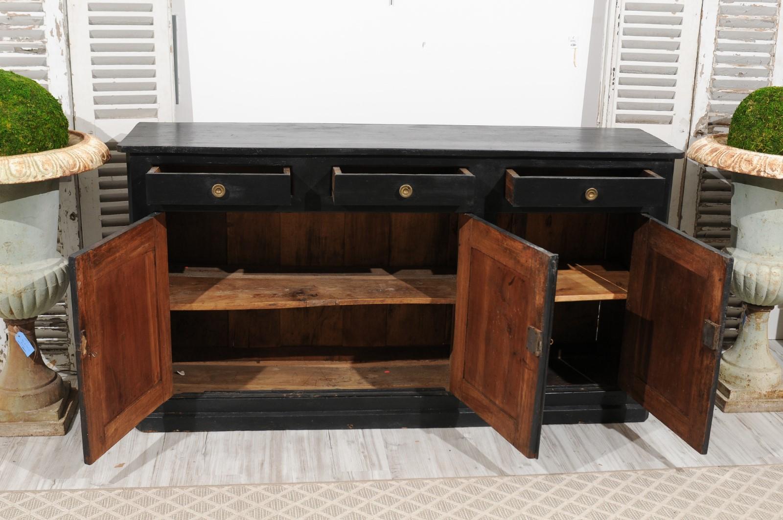 French Louis-Philippe Period 1840s Walnut Enfilade with Original Black Paint 1