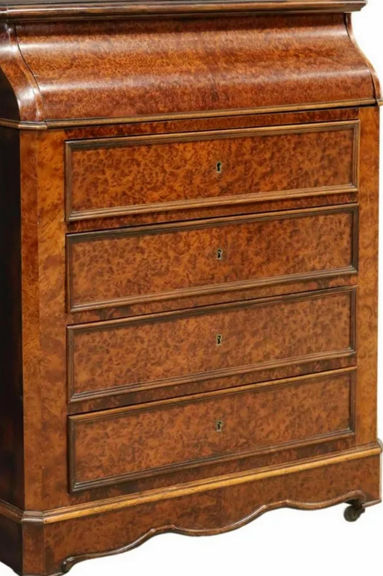 Hand-Crafted French Louis Philippe Period Amboyna Burlwood Wash Stand Chest For Sale