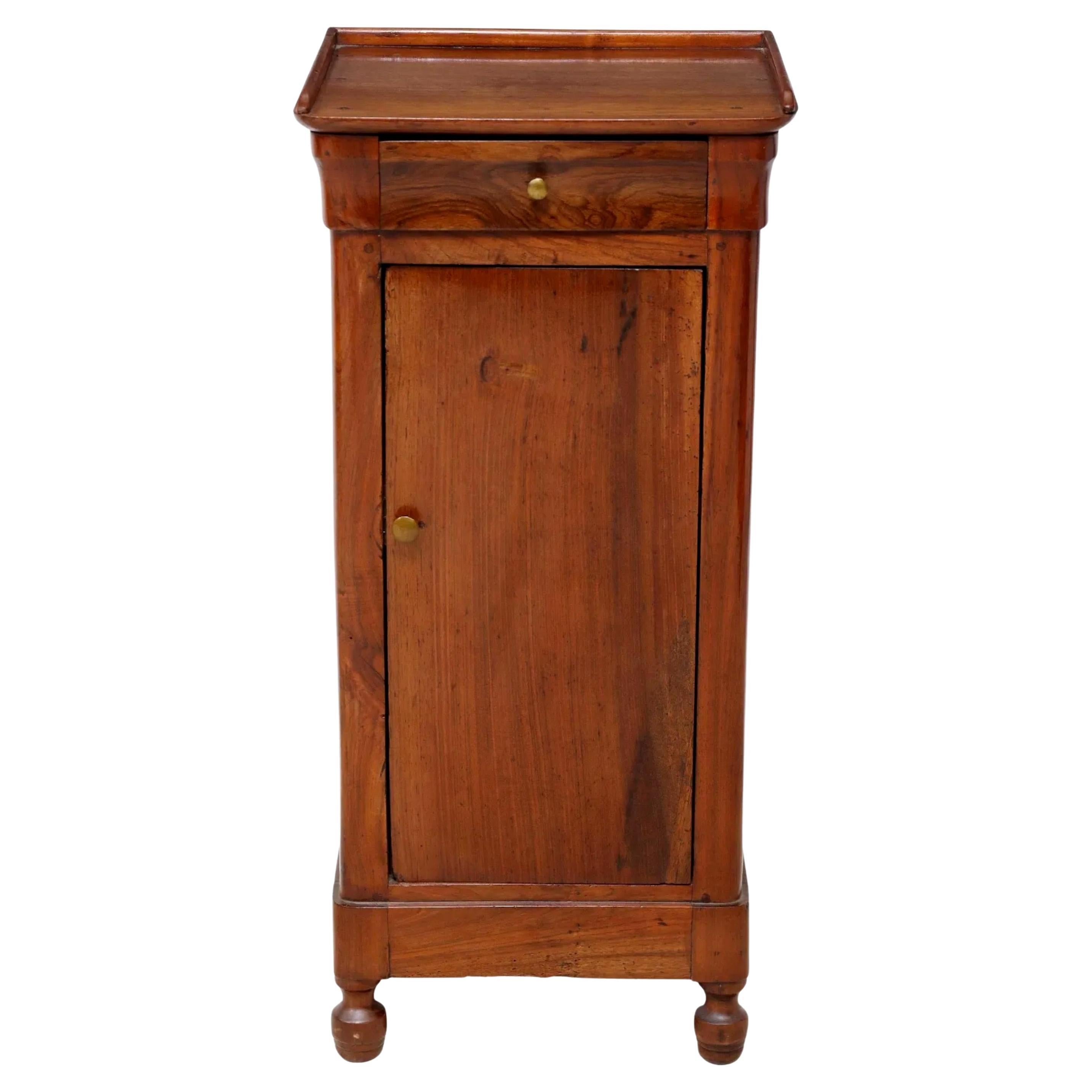 French Louis Philippe Period Antique Walnut Nightstand Cabinet