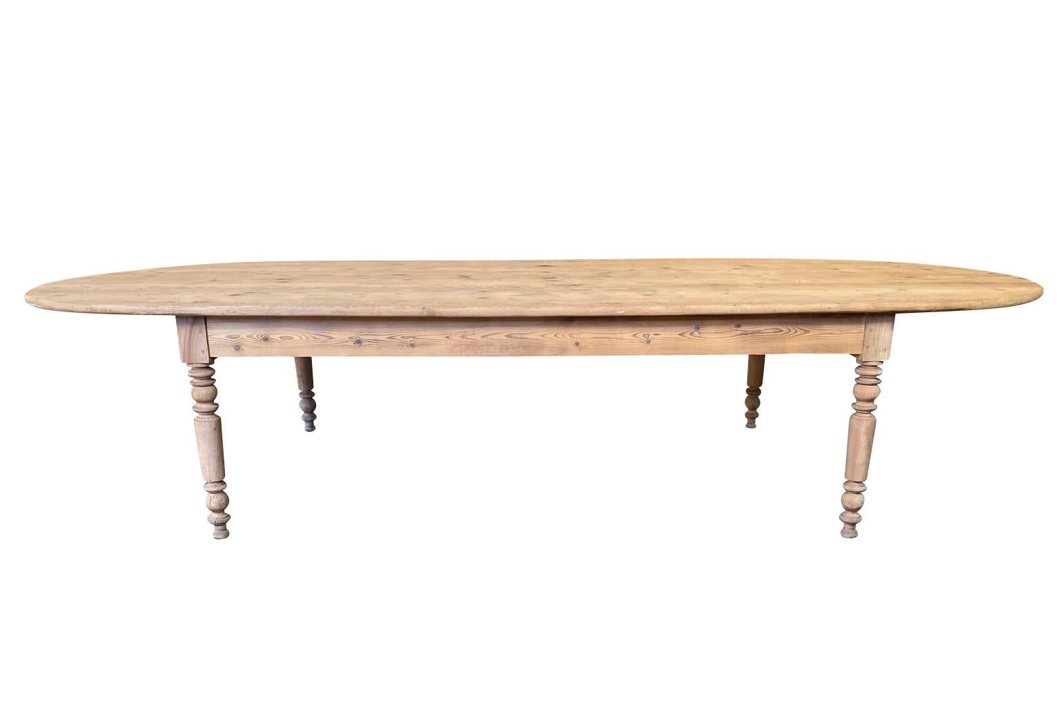 A wonderful Louis Philippe period Dining Table from the South of France. Beautifully constructed from washed pine in an oval shape. Perfect for large family gatherings.