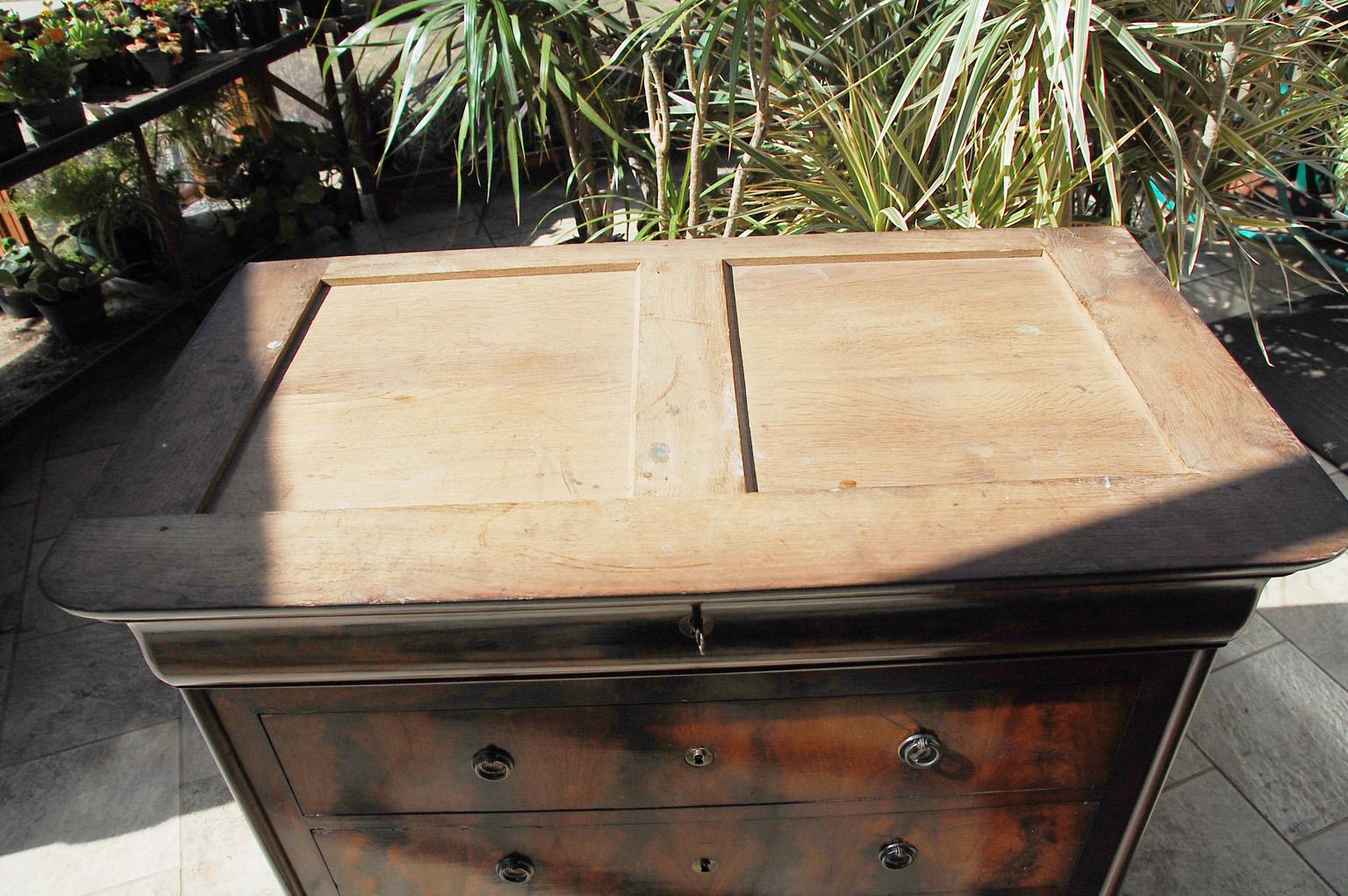 French Louis Philippe Period Figured Mahogany Chest of Drawers with Marble Top For Sale 9