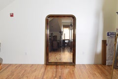 French Louis Philippe Period Large Mahogany and Gilt Brass Mirror, circa 1840