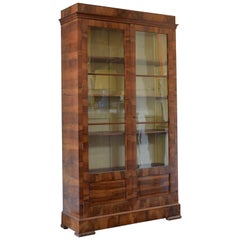 French Louis Philippe Period Light Walnut Glass-Front Bookcase, ca. 1835
