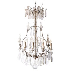 Lustre à neuf lumières en cristal et fer d'époque Louis Philippe, vers 1840