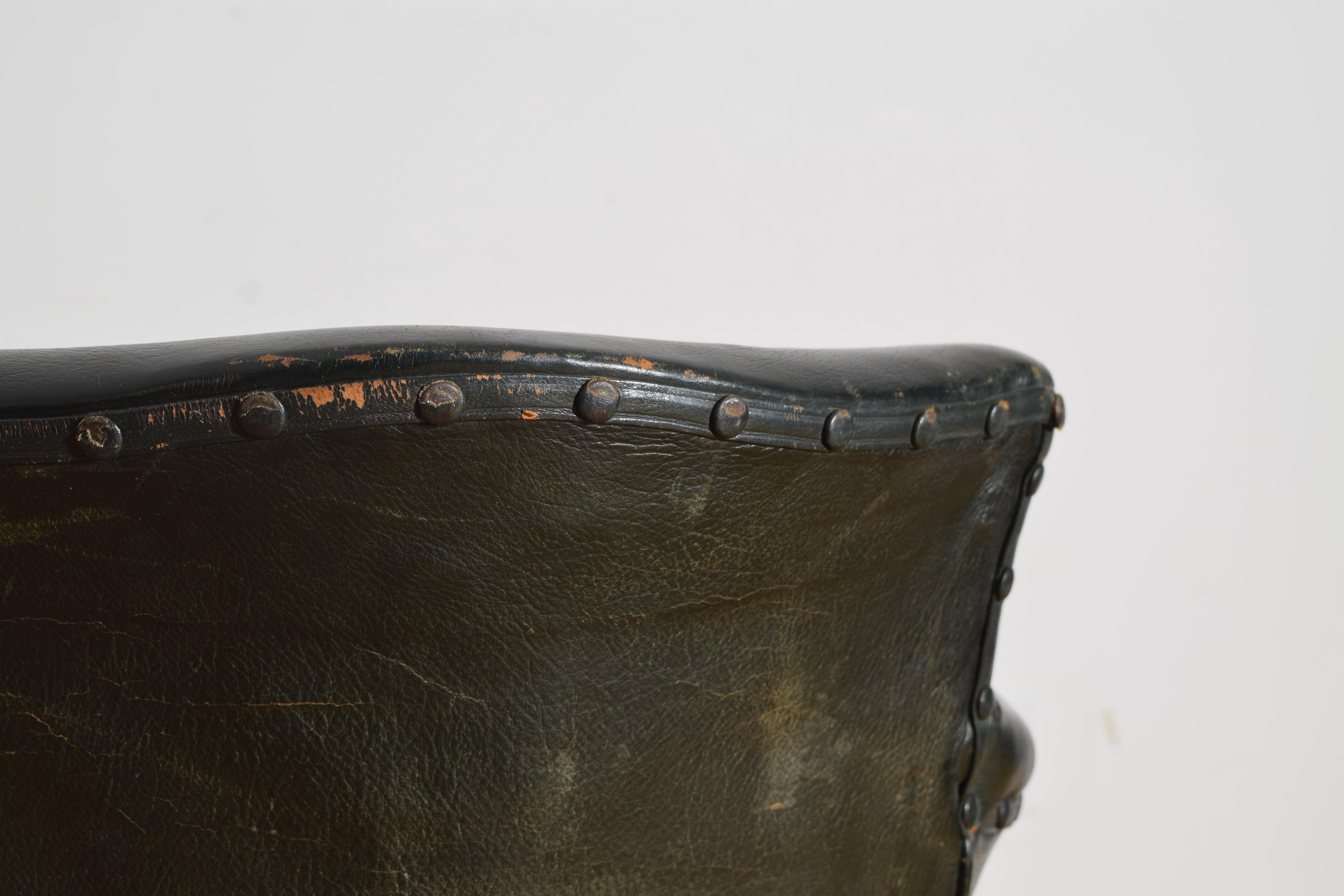 Französisch Louis Philippe Periode Eiche & Leder gepolstert Schreibtisch Bergere, ca. 1840 im Angebot 1