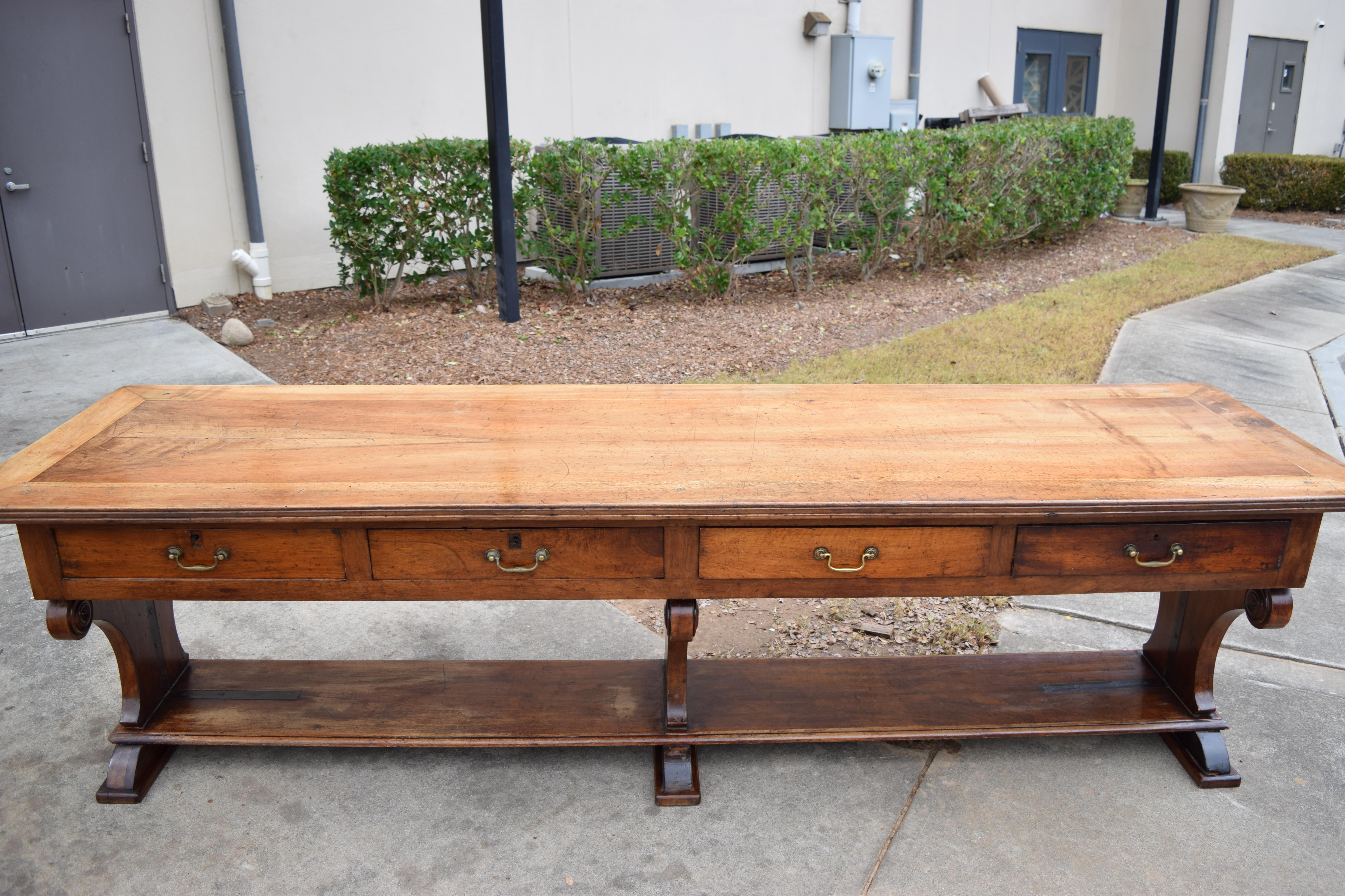 French Louis Philippe Period Solid Walnut Table de Drapier, ca. 1835 1