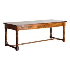 French Louis Philippe Period Three-Drawer Table De Drapier in Walnut, ca. 1840