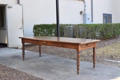 French Louis Philippe Period Walnut 2-Drawer Farm Kitchen Table, ca. 1835