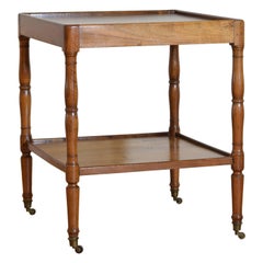 Antique French Louis Philippe Period Walnut 2-Tier Table on Casters, Mid-19th Century