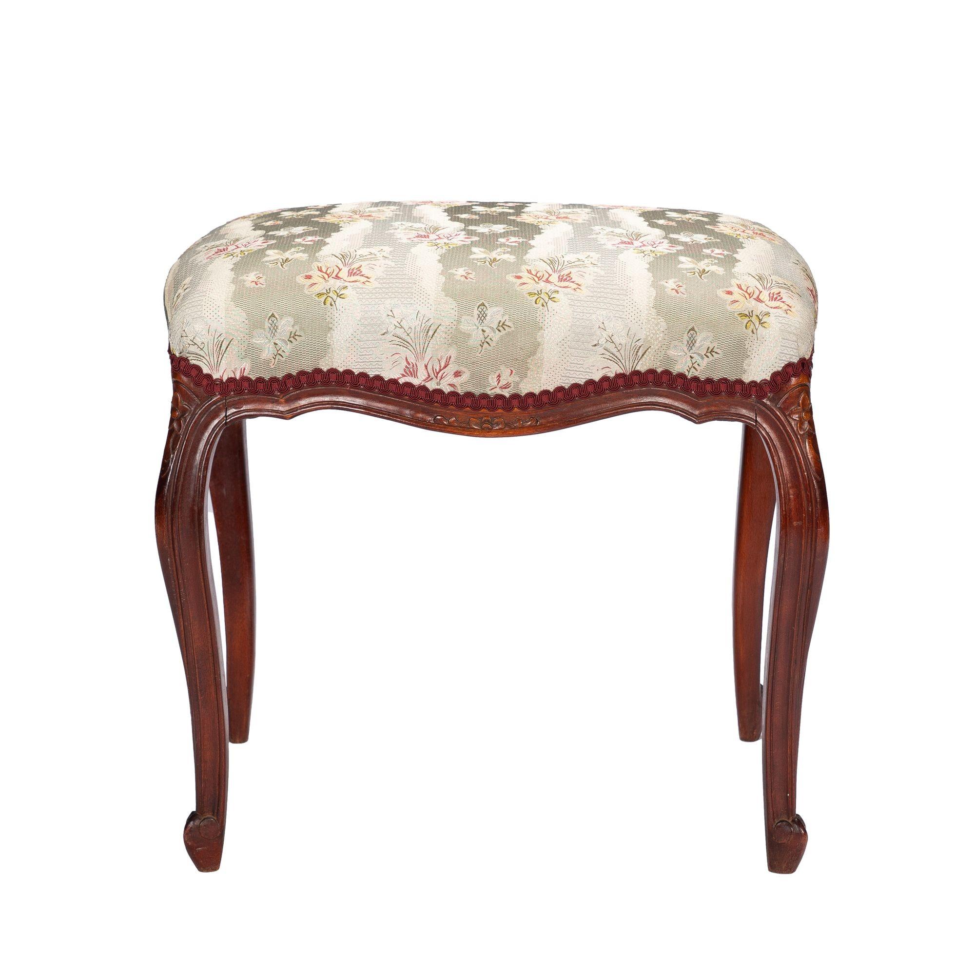 French Louis Philippe period walnut arm chair with paired footstool, c. 1850's For Sale 10