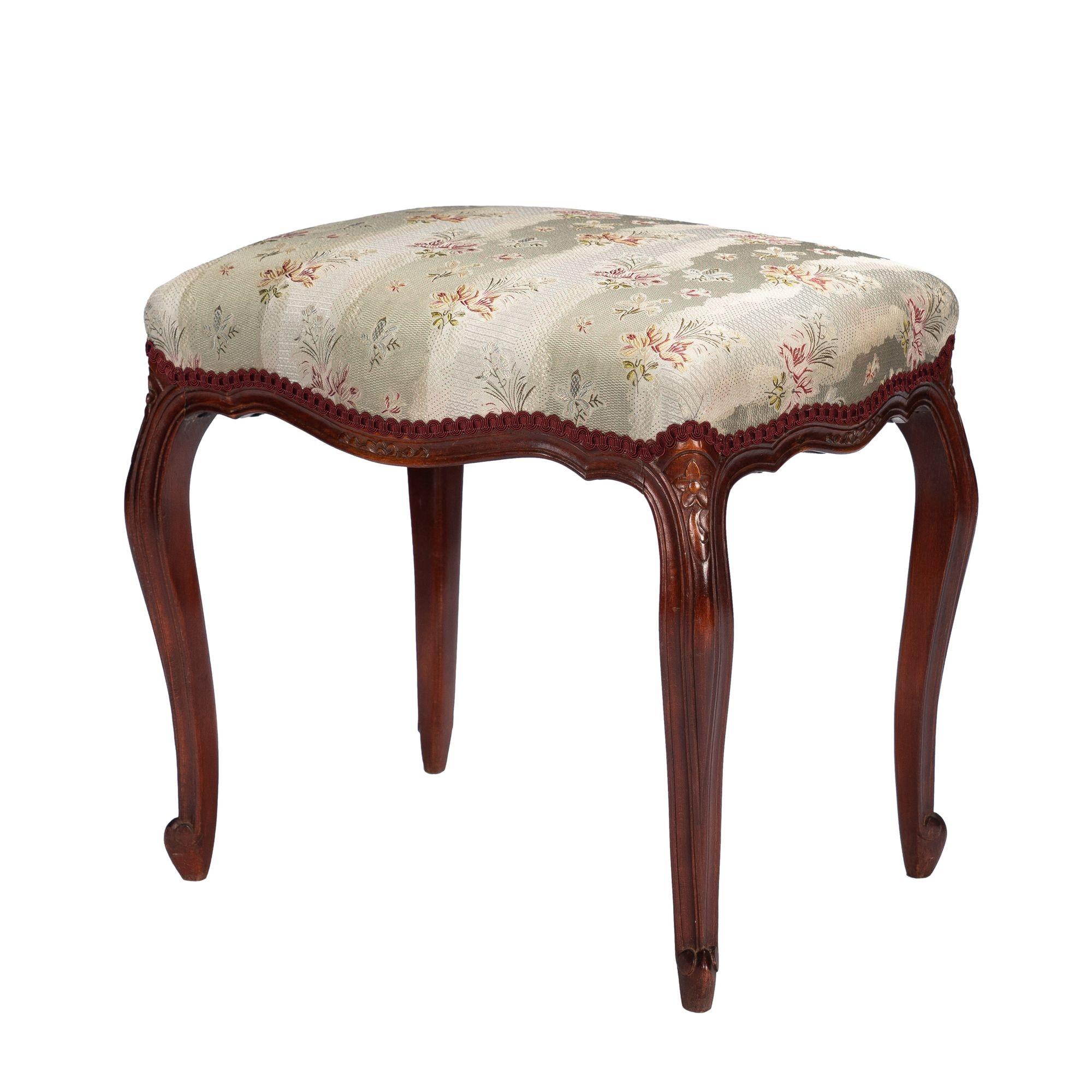 French Louis Philippe period walnut arm chair with paired footstool, c. 1850's For Sale 11
