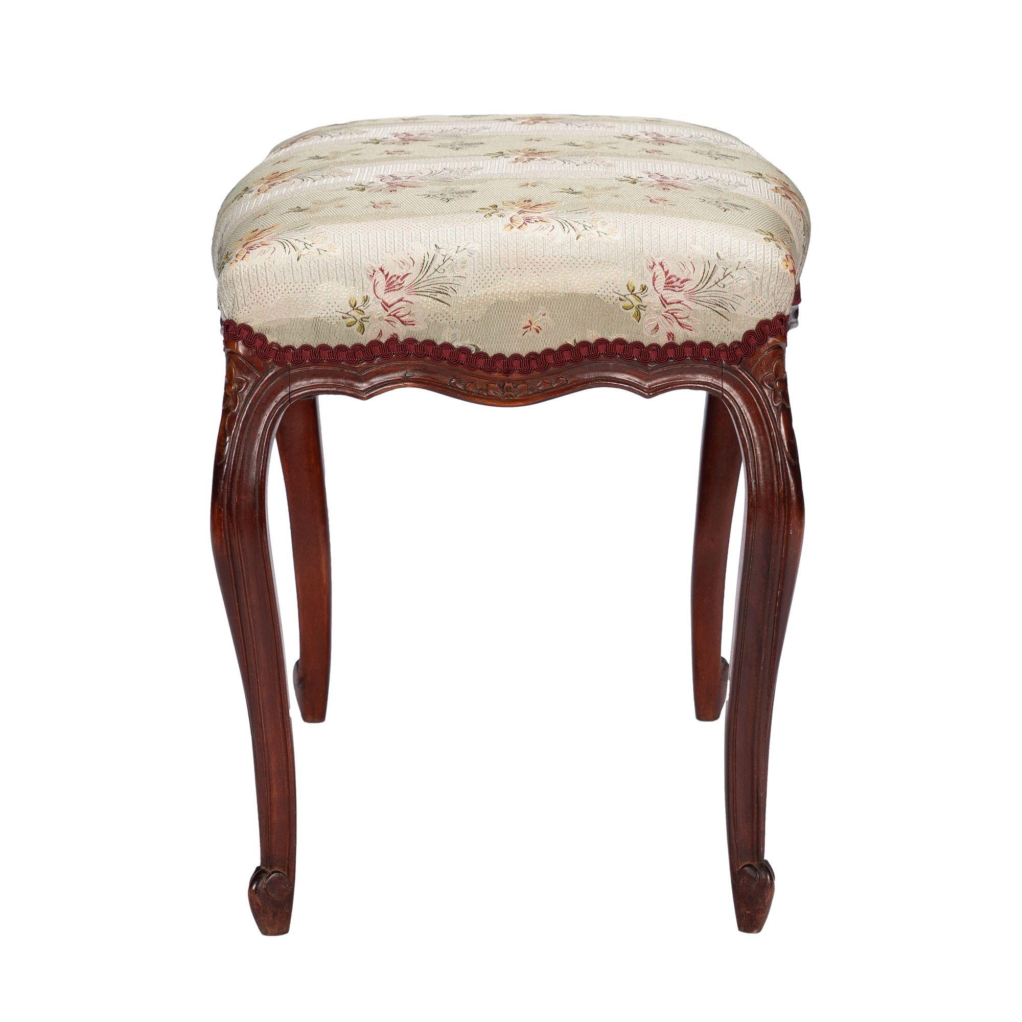 French Louis Philippe period walnut arm chair with paired footstool, c. 1850's For Sale 12