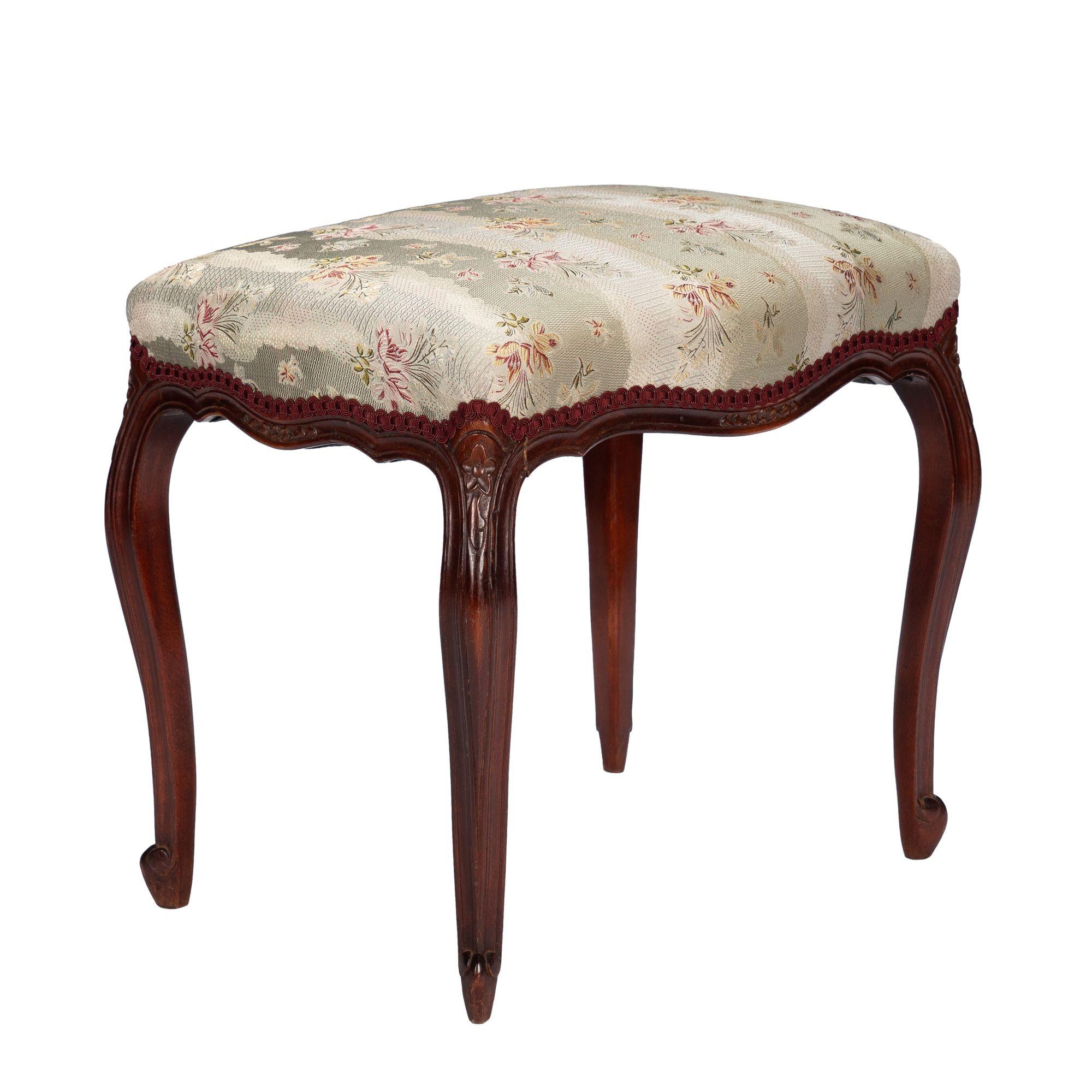 French Louis Philippe period walnut arm chair with paired footstool, c. 1850's For Sale 13