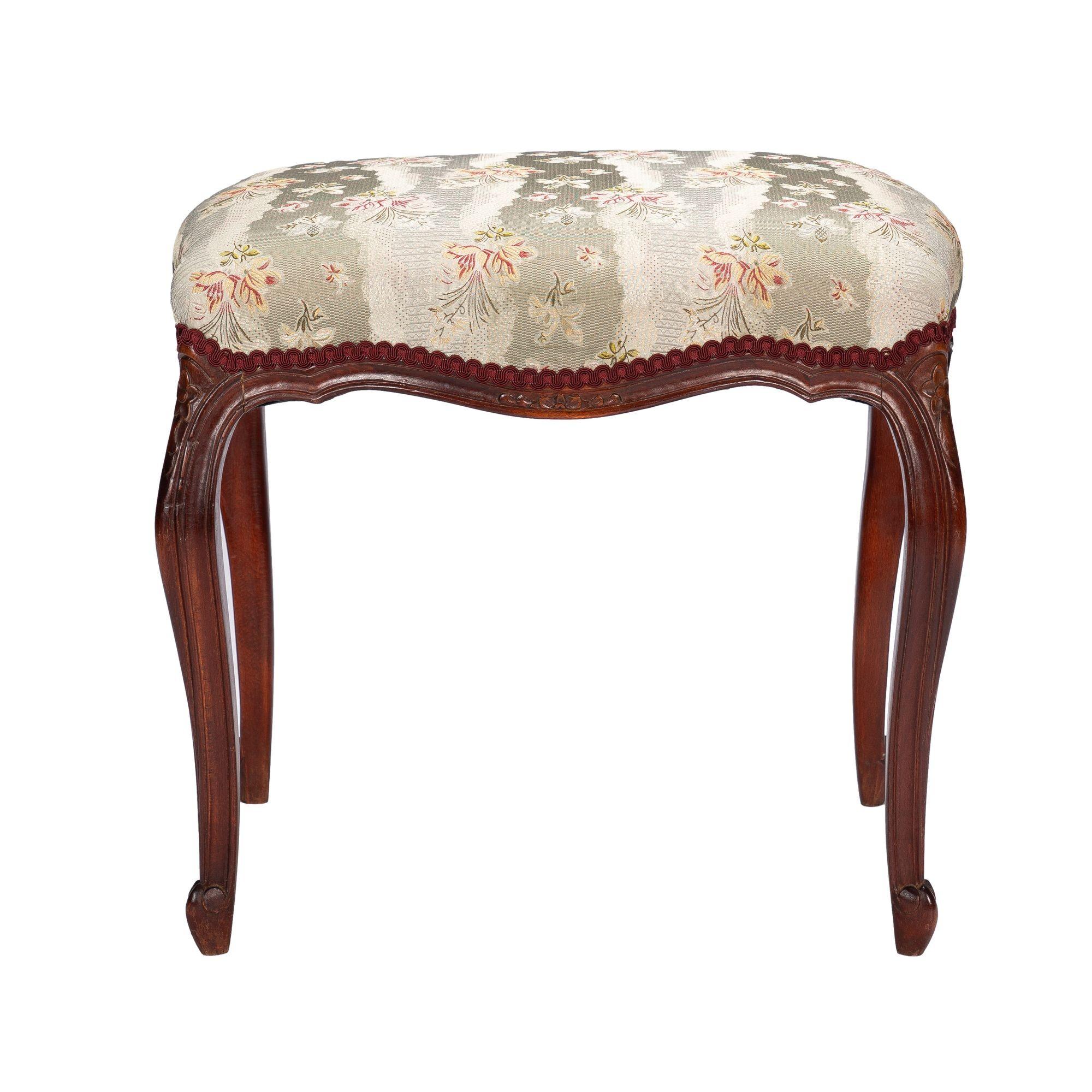 French Louis Philippe period walnut arm chair with paired footstool, c. 1850's For Sale 14