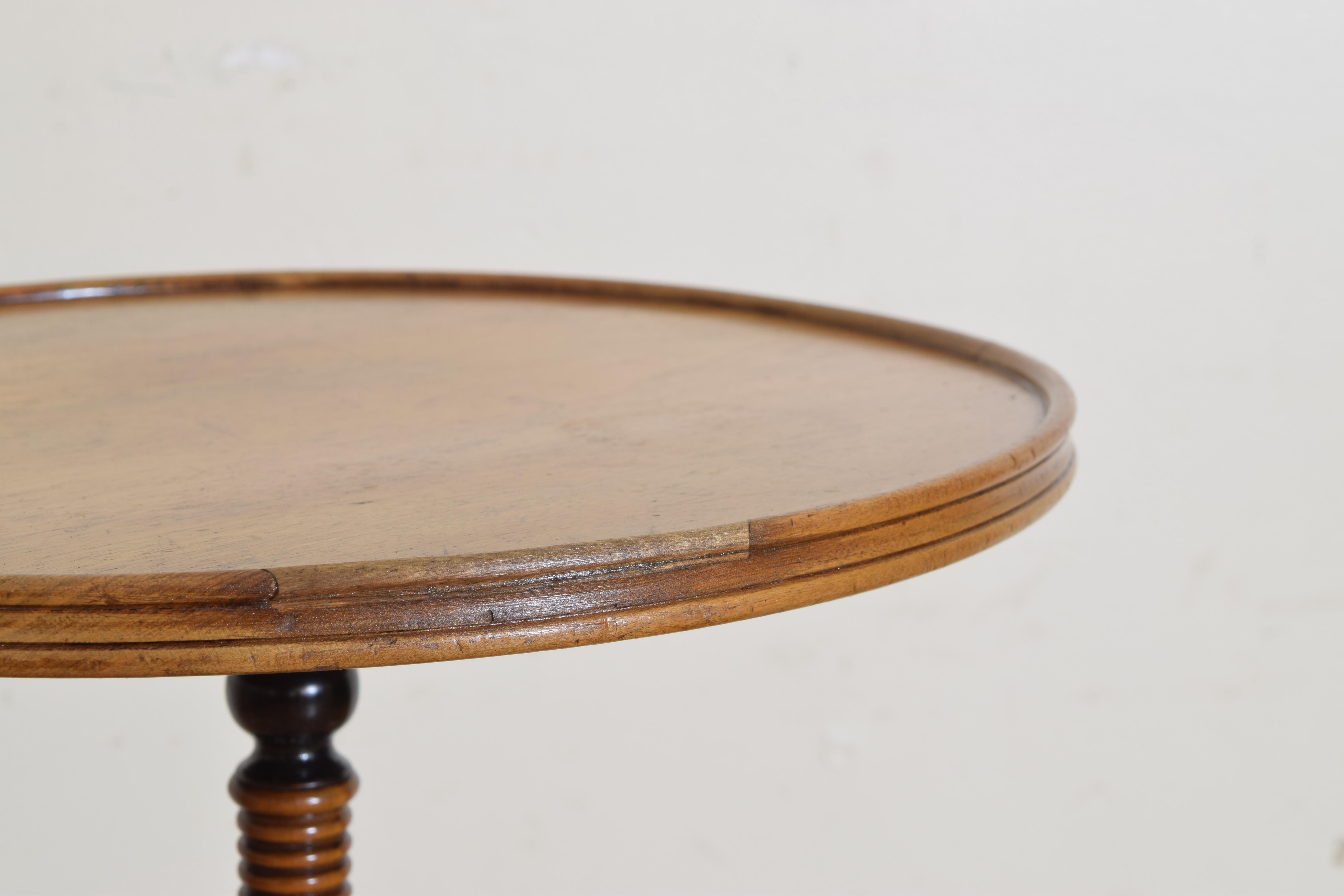 French Louis Philippe Period Walnut & Ebonized Spiral Twist Table, circa 1835 In Good Condition In Atlanta, GA