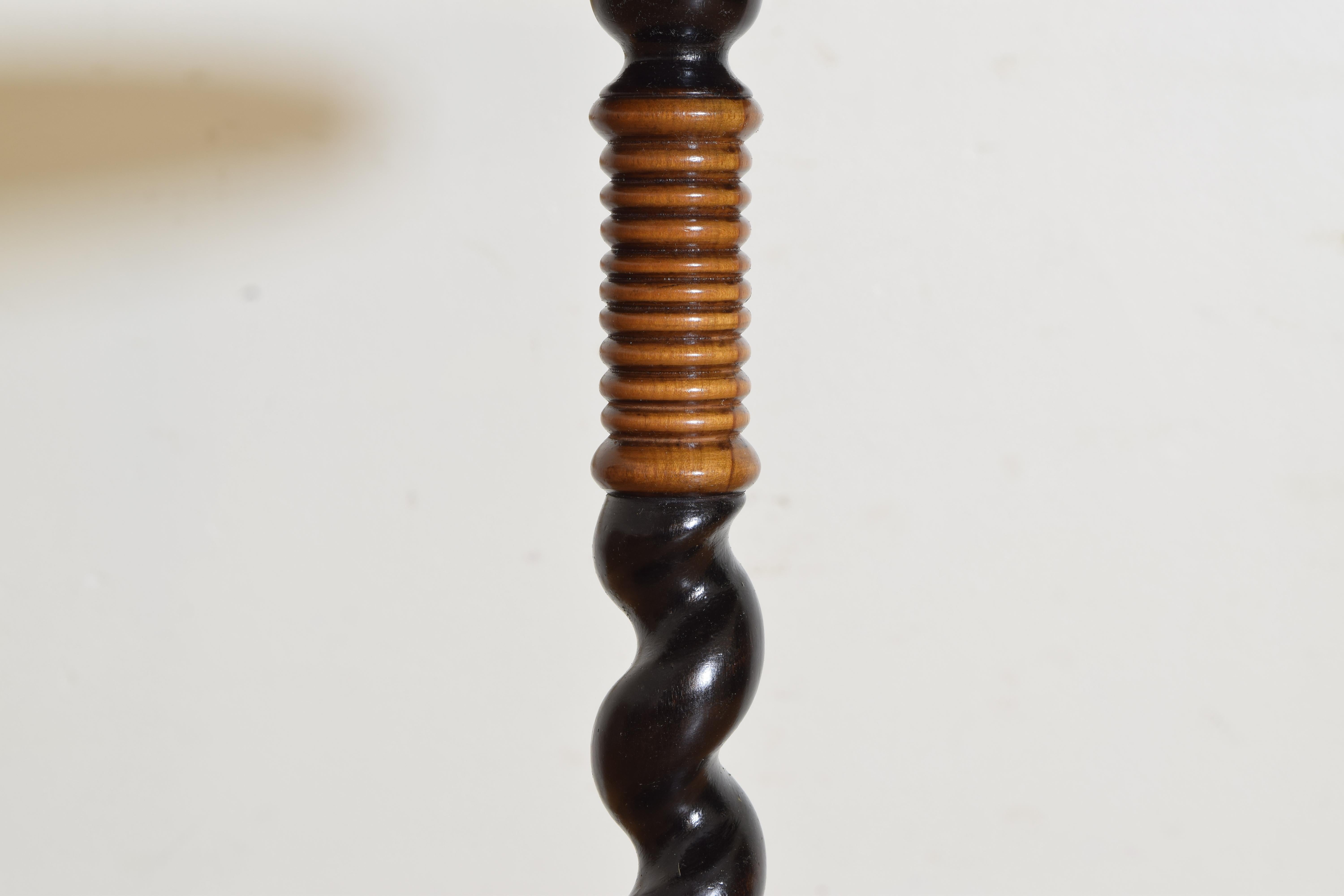 19th Century French Louis Philippe Period Walnut & Ebonized Spiral Twist Table, circa 1835